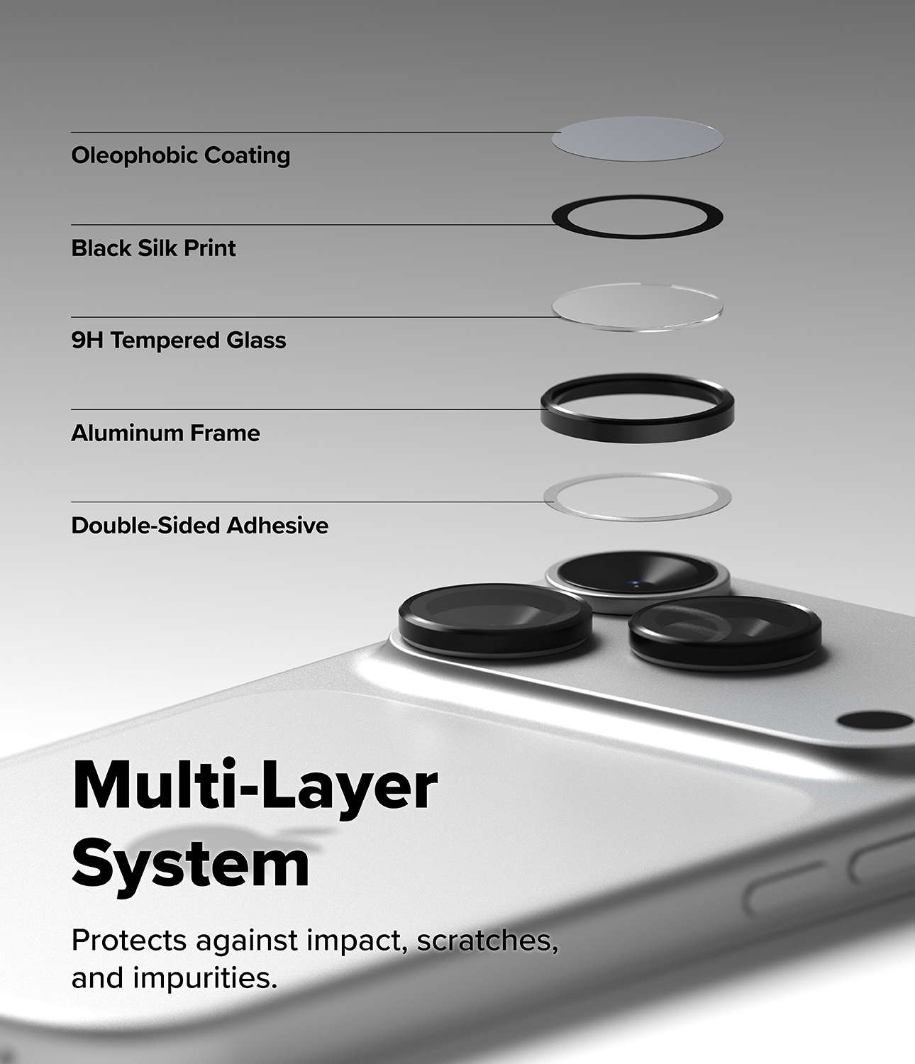 iPhone 17 Pro 2-pak linsebeskyttere med aluminiumsramme, Sort