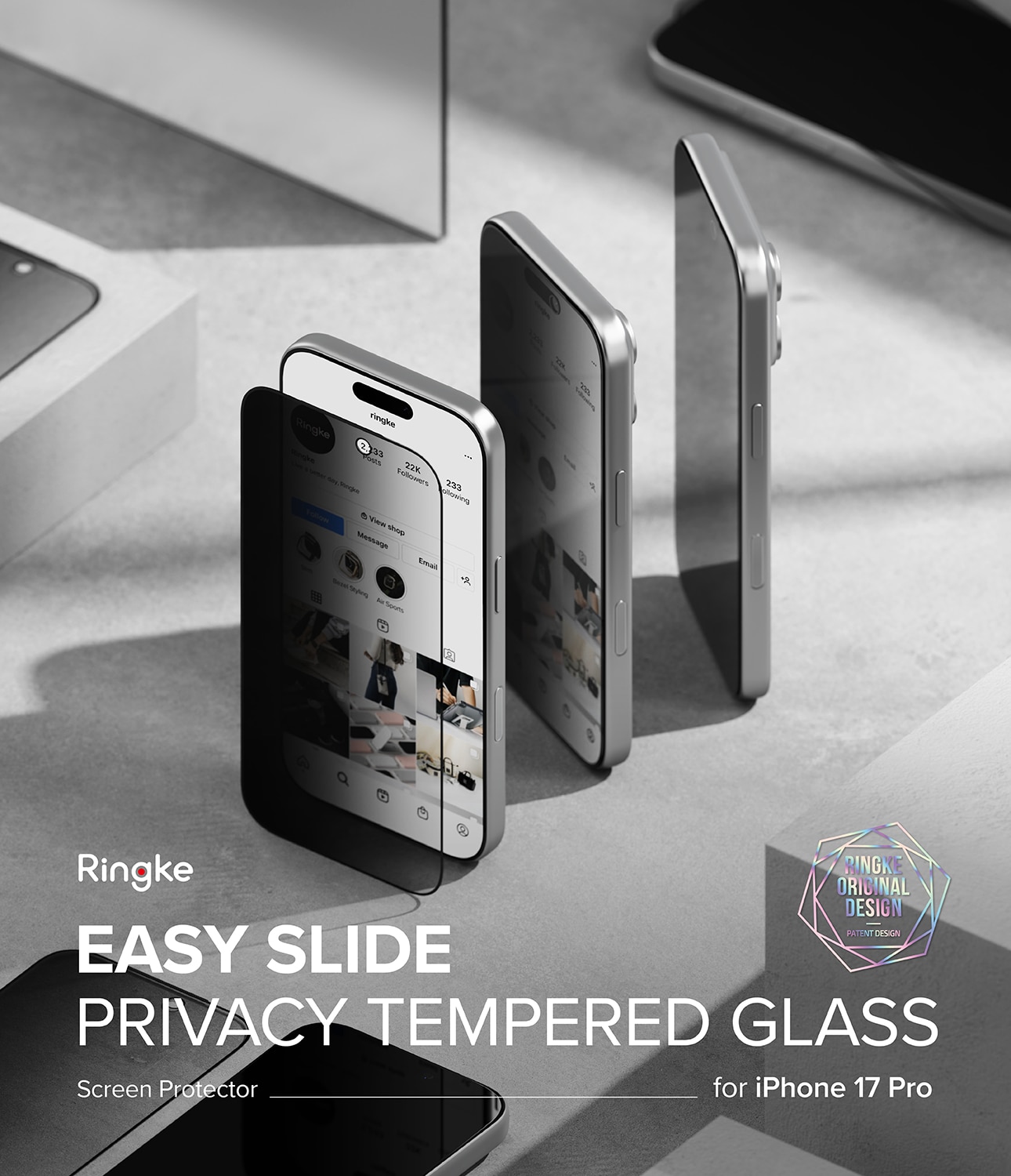iPhone 17 Pro Anti-spy skærmbeskytter i glas med monteringsramme (2-pak)