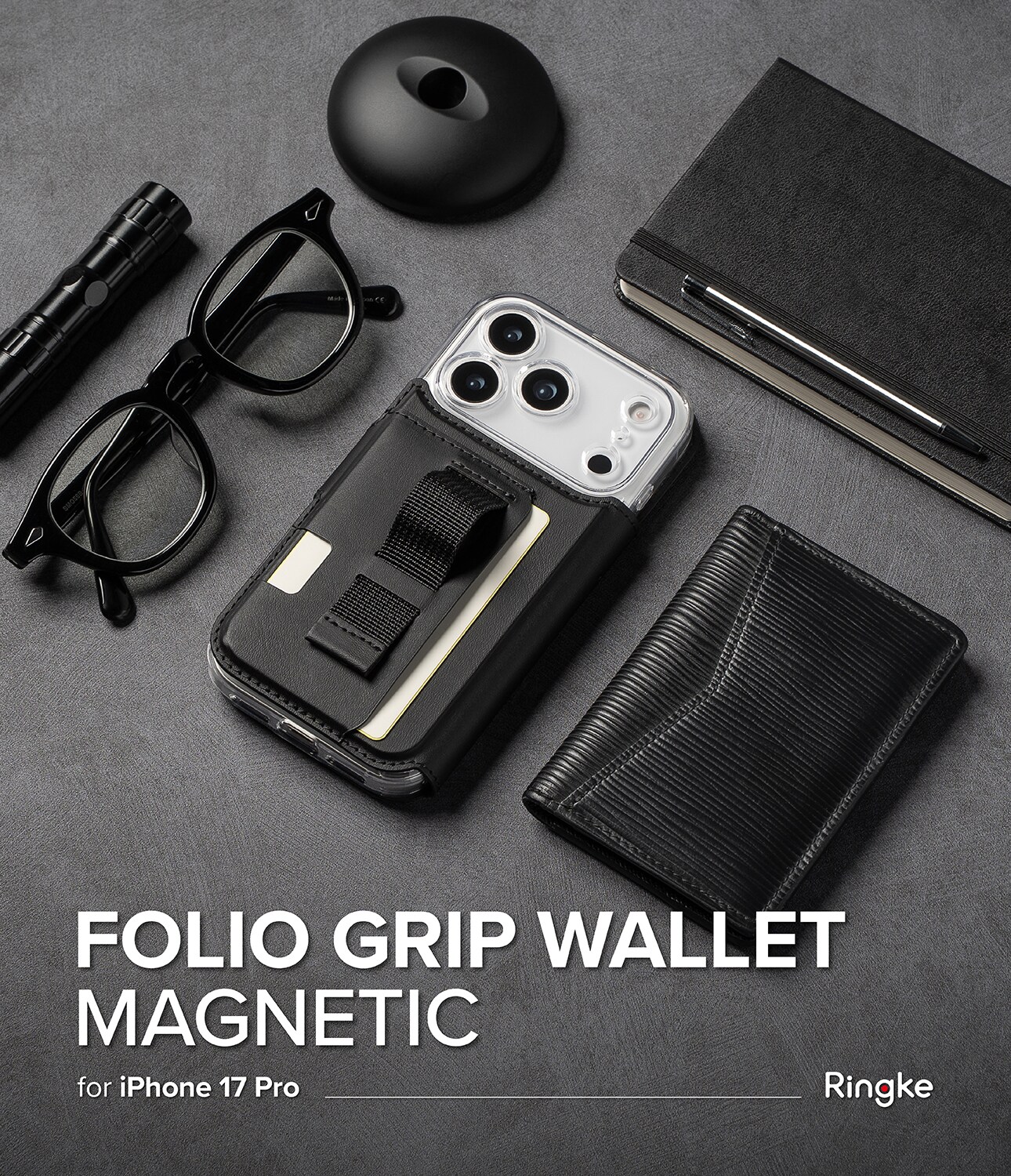 iPhone 17 Pro Folio Grip Wallet Magnetic, Sort