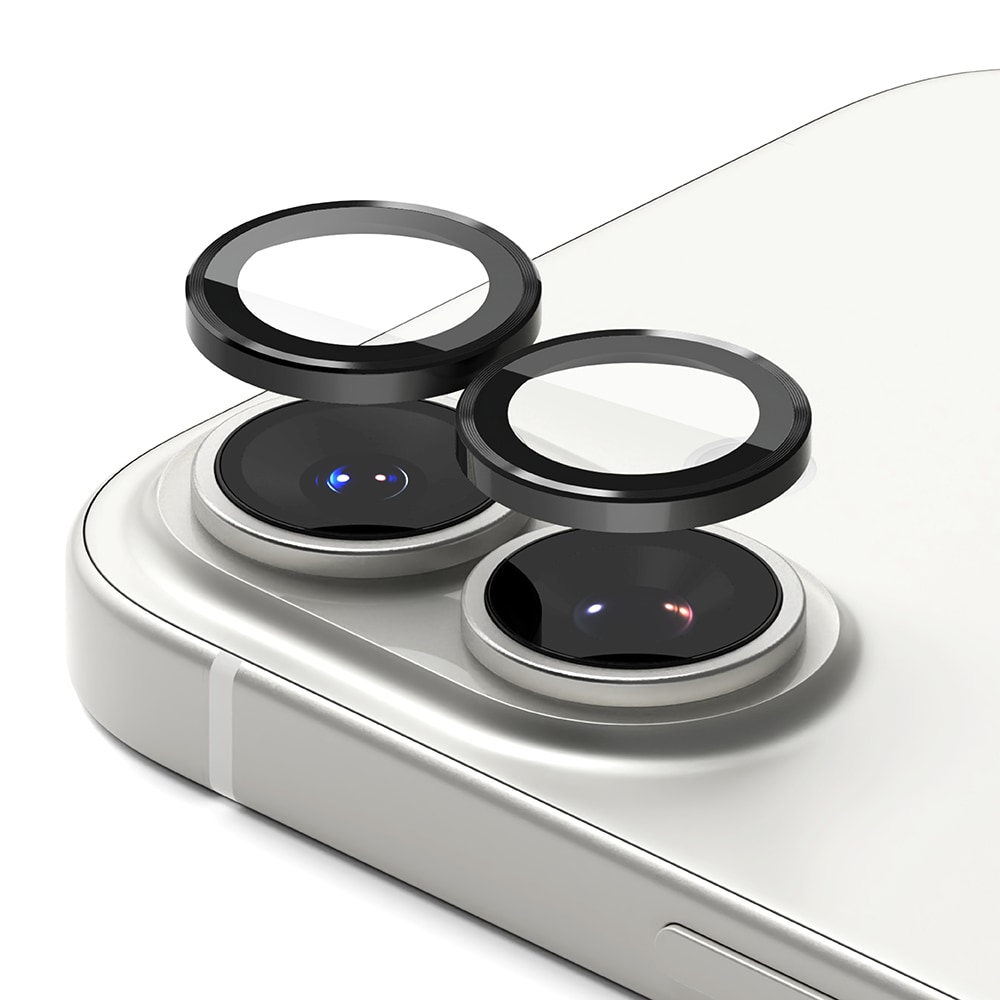 iPhone 17 2-pak linsebeskyttere med aluminiumsramme, Sort