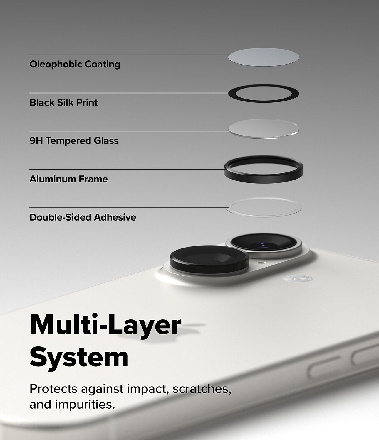 iPhone 17 2-pak linsebeskyttere med aluminiumsramme, Sort