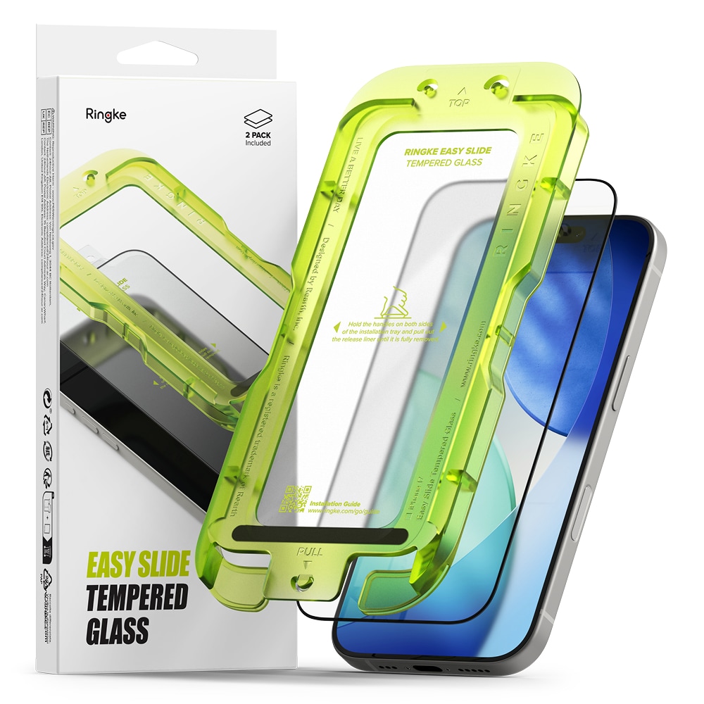 iPhone 17 Skærmbeskytter i glas med monteringsramme (2-pak)