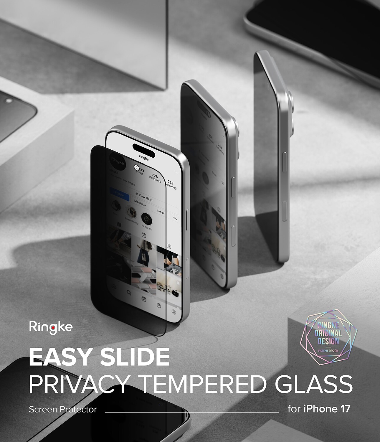 iPhone 17 Anti-spy skærmbeskytter i glas med monteringsramme (2-pak)