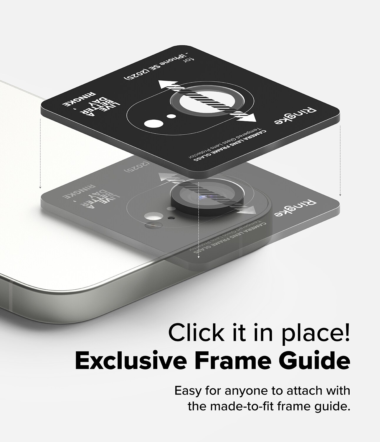 iPhone 16e 2-pak linsebeskyttere med aluminiumsramme, Sort