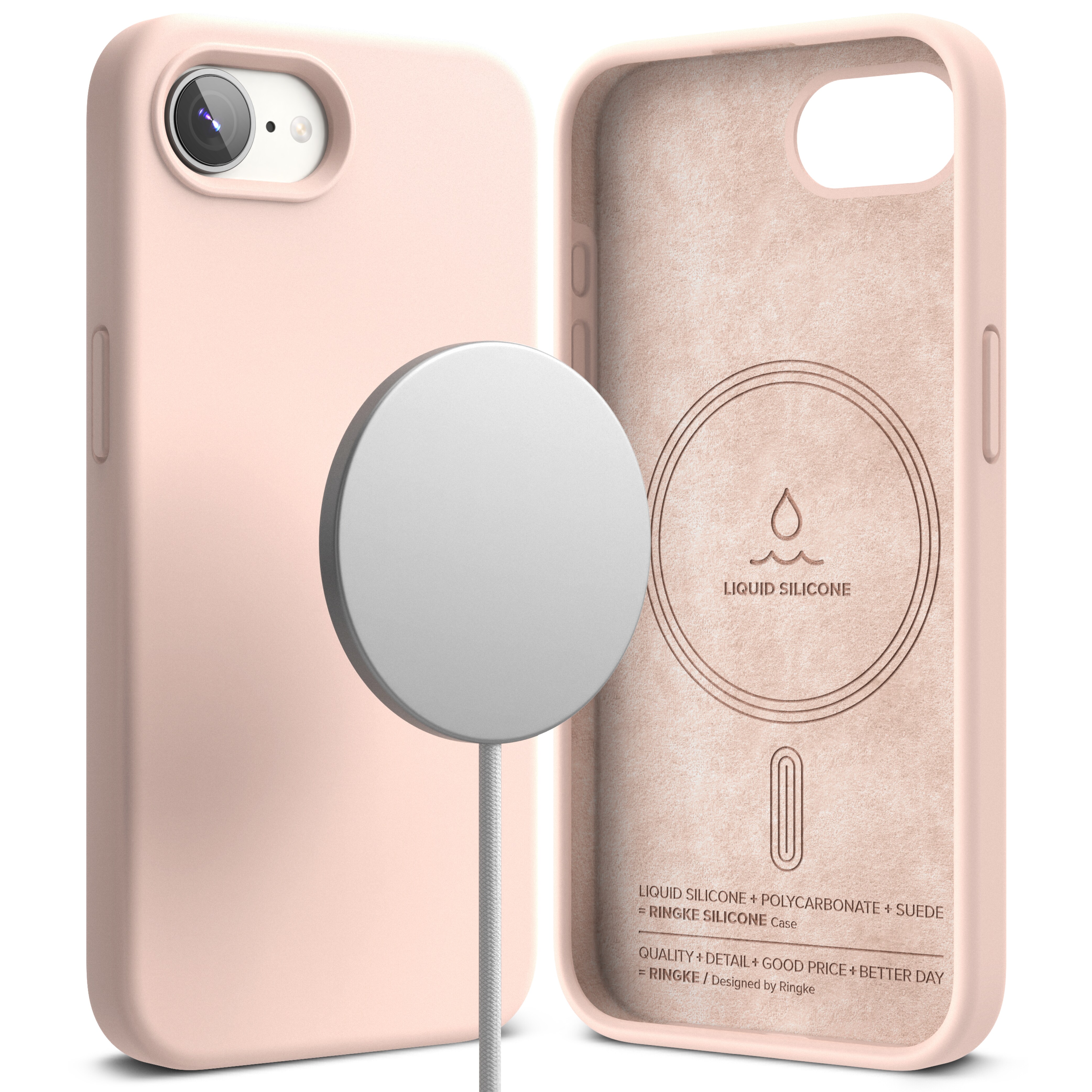 iPhone 16e MagSafe silikonecover, Pink Sand