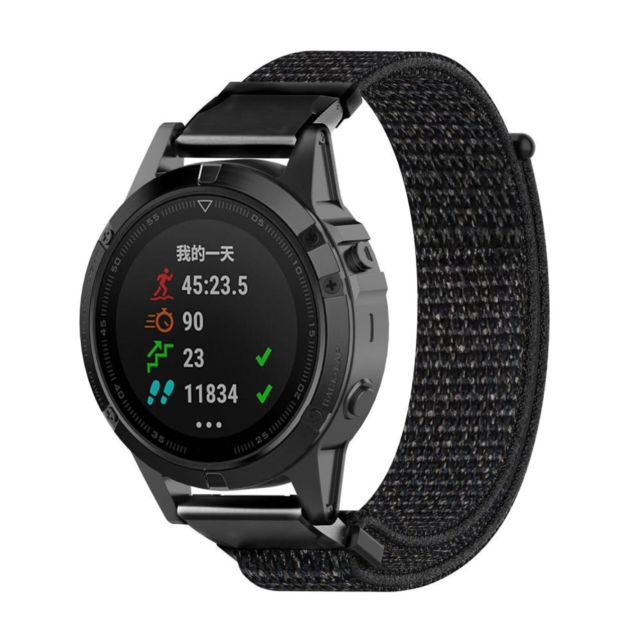 Garmin Fenix 5/Fenix 5 Plus Armbånd i nylon, Sort