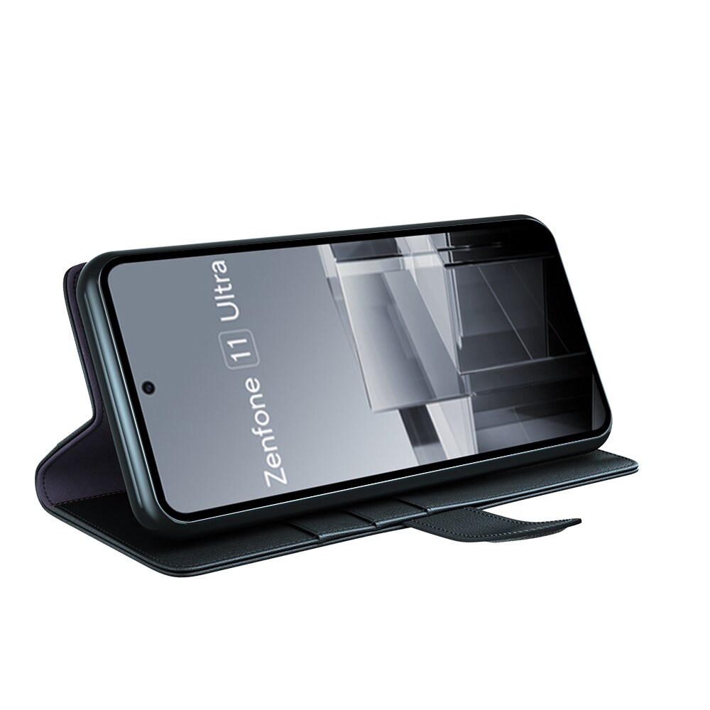 Asus Zenfone 11 Ultra Slankt mobiletui i ægte læder, Sort