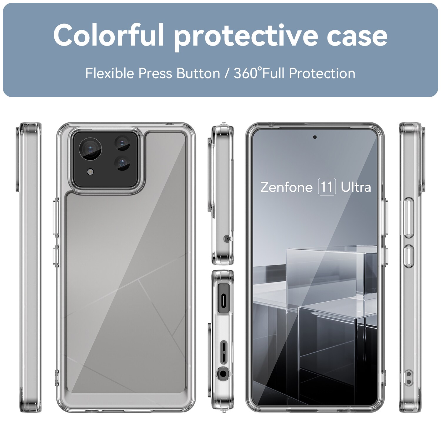 Asus Zenfone 11 Ultra Crystal Hybrid-cover, Gennemsigtig
