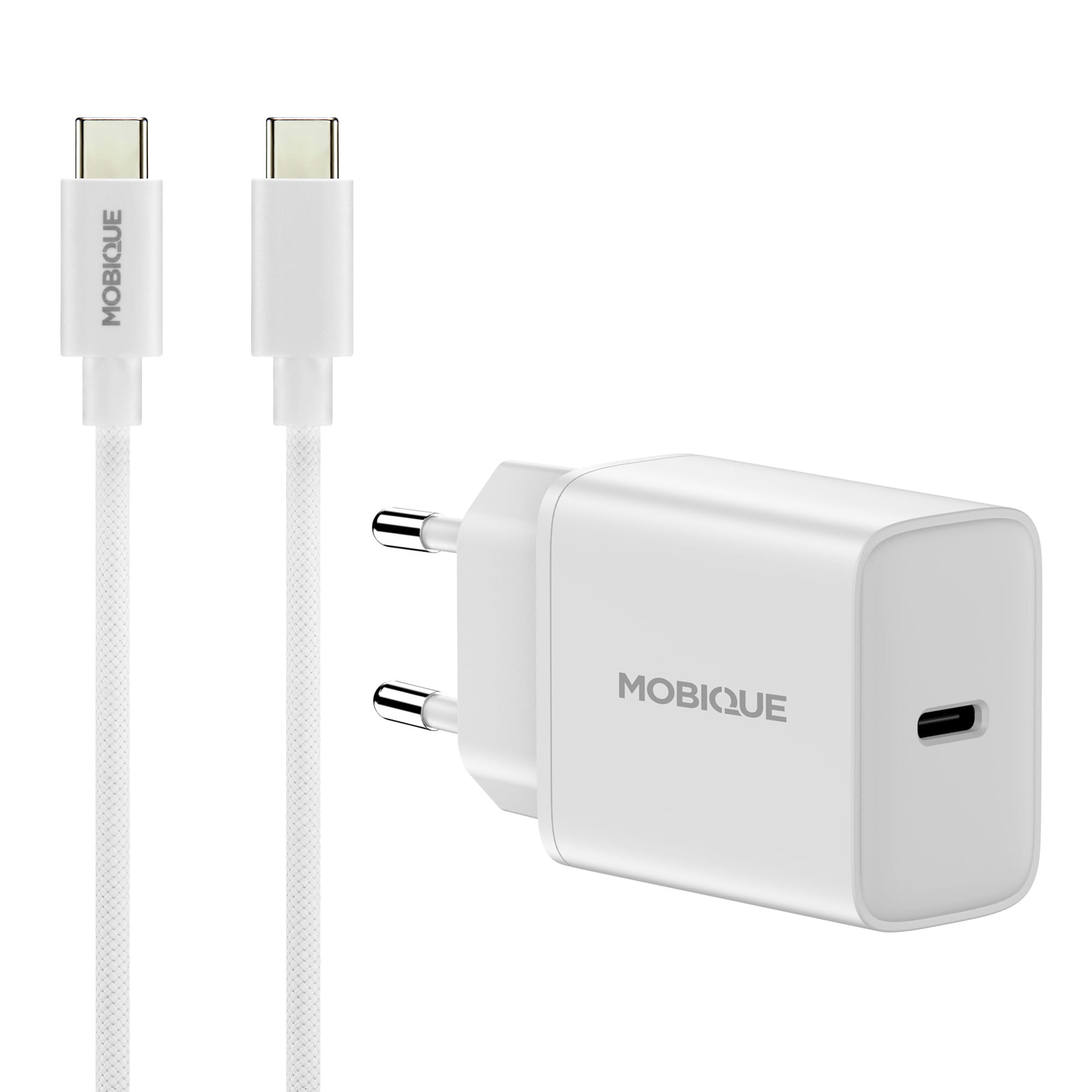 Oplader iPhone 16 - USB-C 2m kabel & vægoplader, Hvid