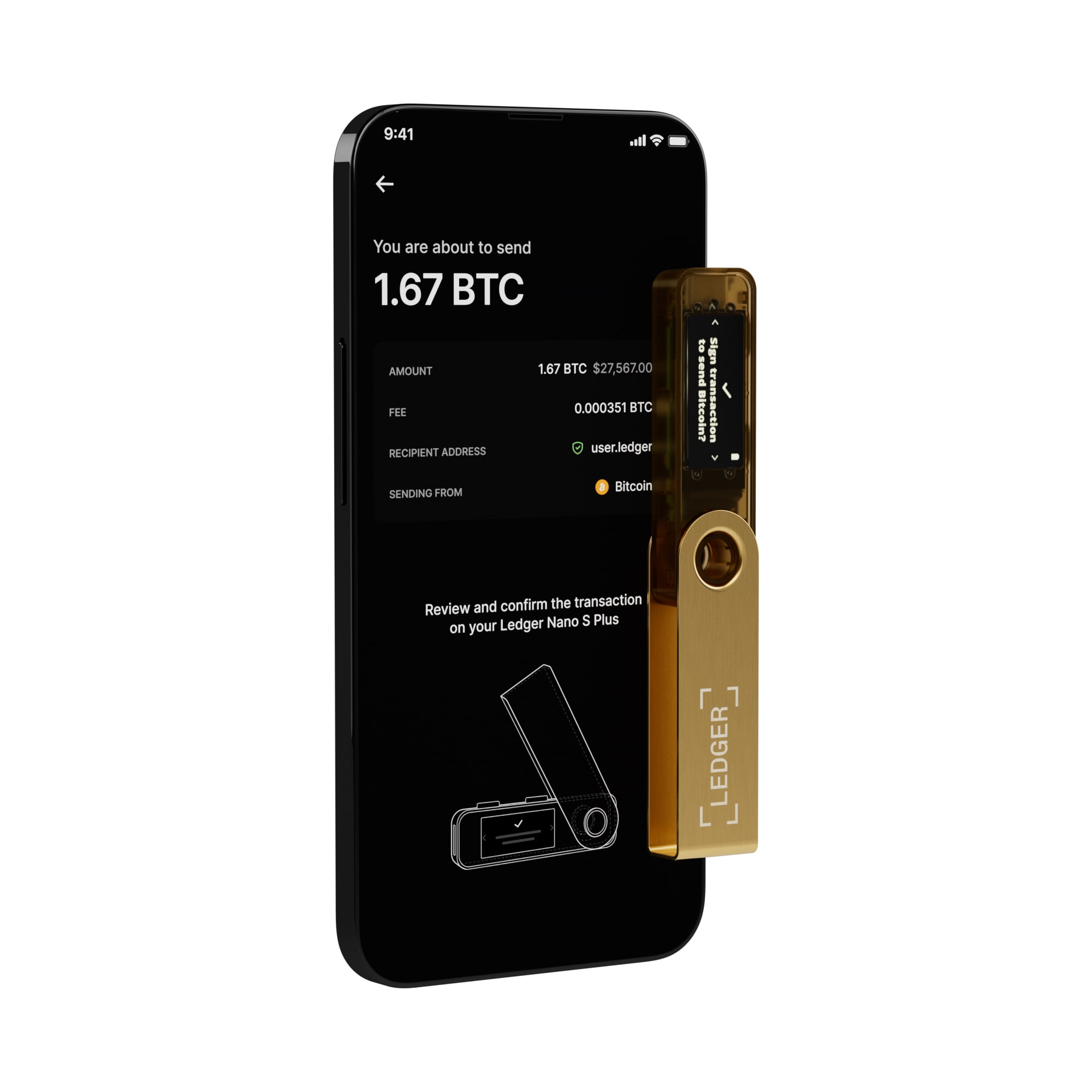 Nano S Plus Krypto hardware pung, Guld