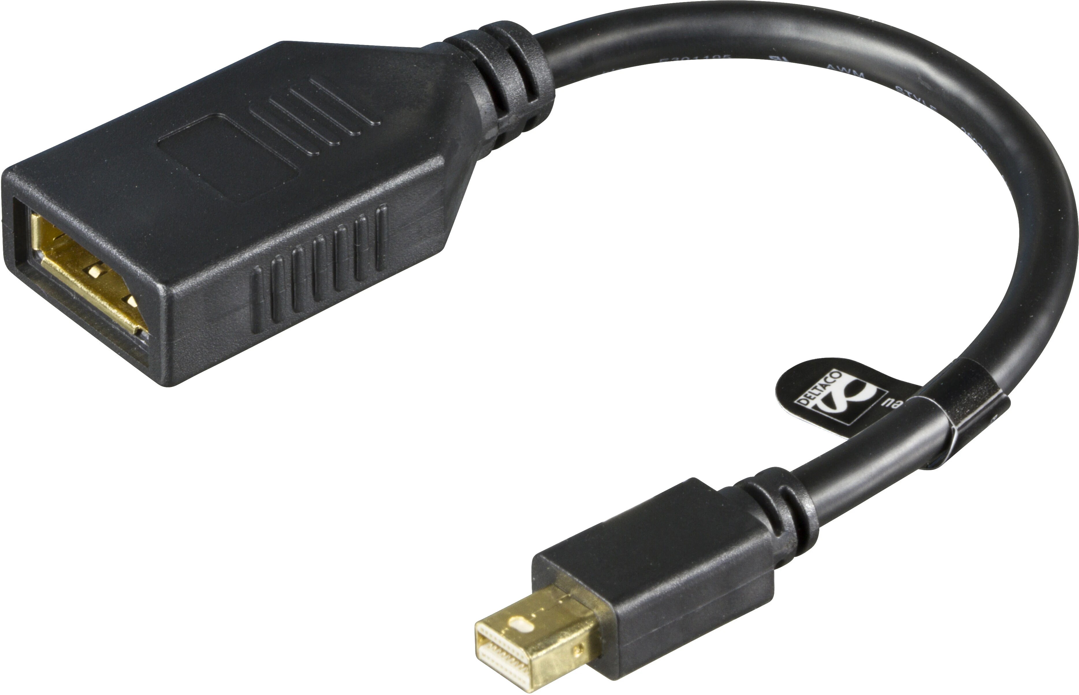 Mini DisplayPort til DisplayPort adapter Ultra HD 0.2m, Sort