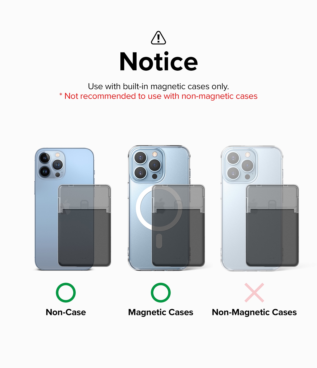MagSafe Magnetic Stand Card Slot kortholder, Clear/Black