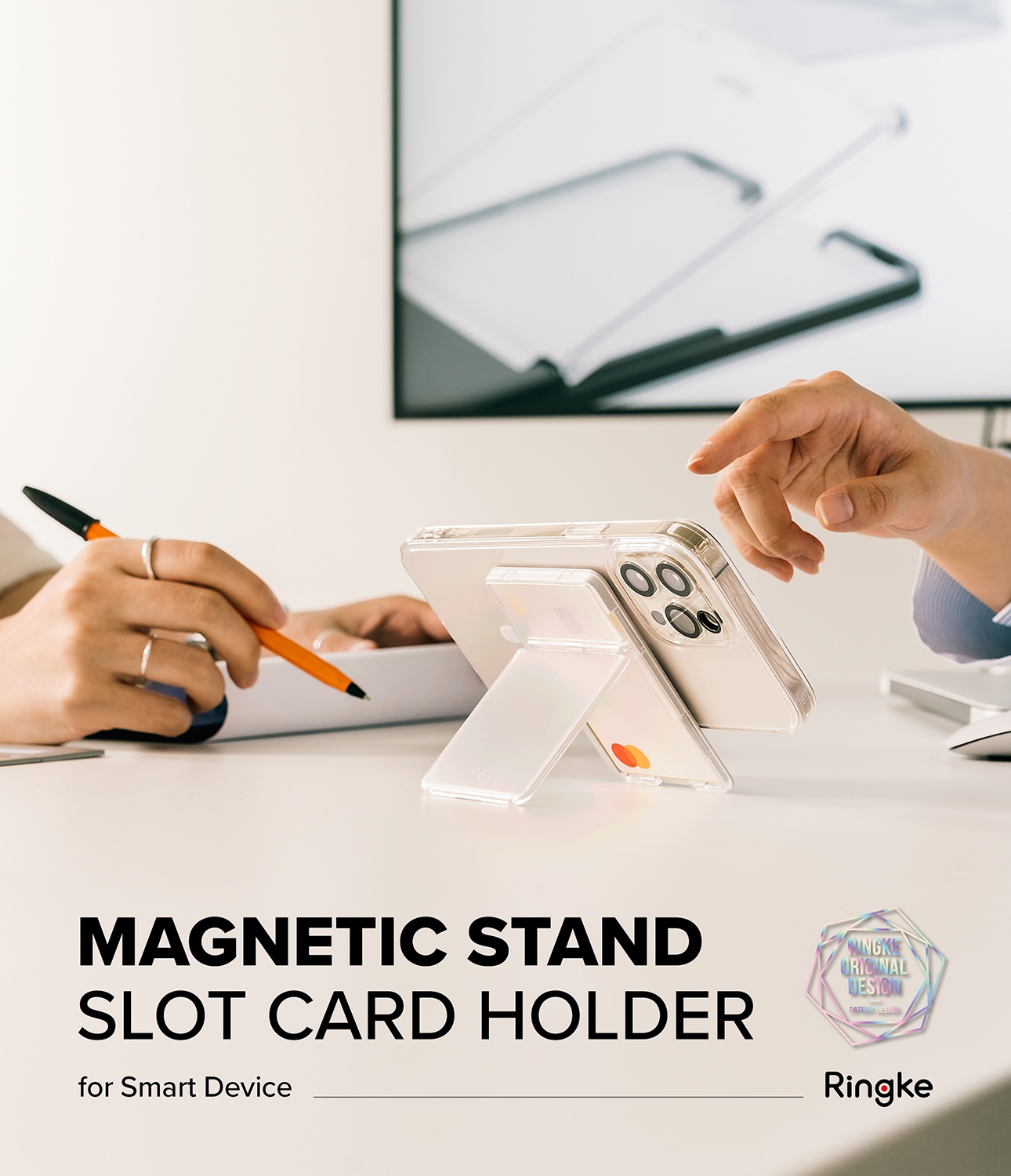 MagSafe Magnetic Stand Card Slot kortholder, Clear Mist