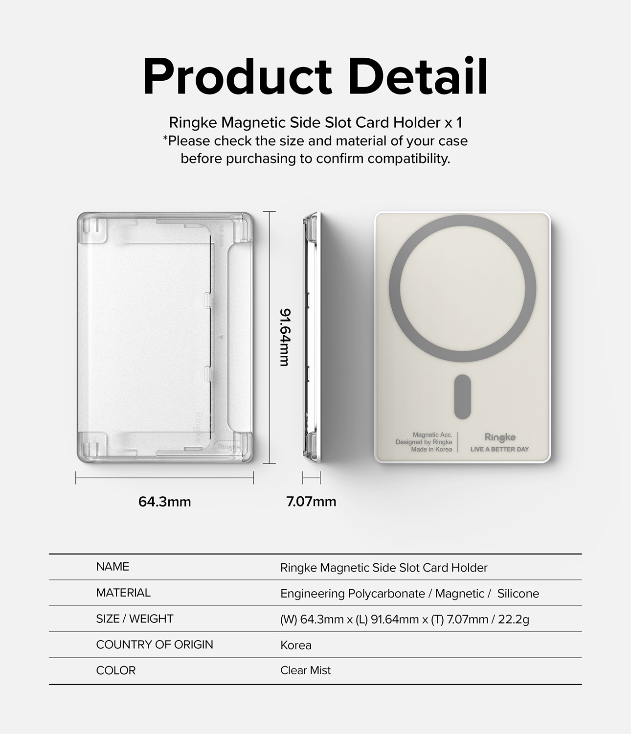 MagSafe Magnetic Card Slot kortholder, Gennemsigtig