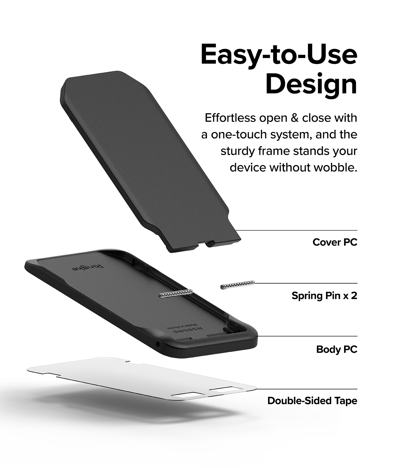 Lille selvklæbende stander til mobilen, Sort