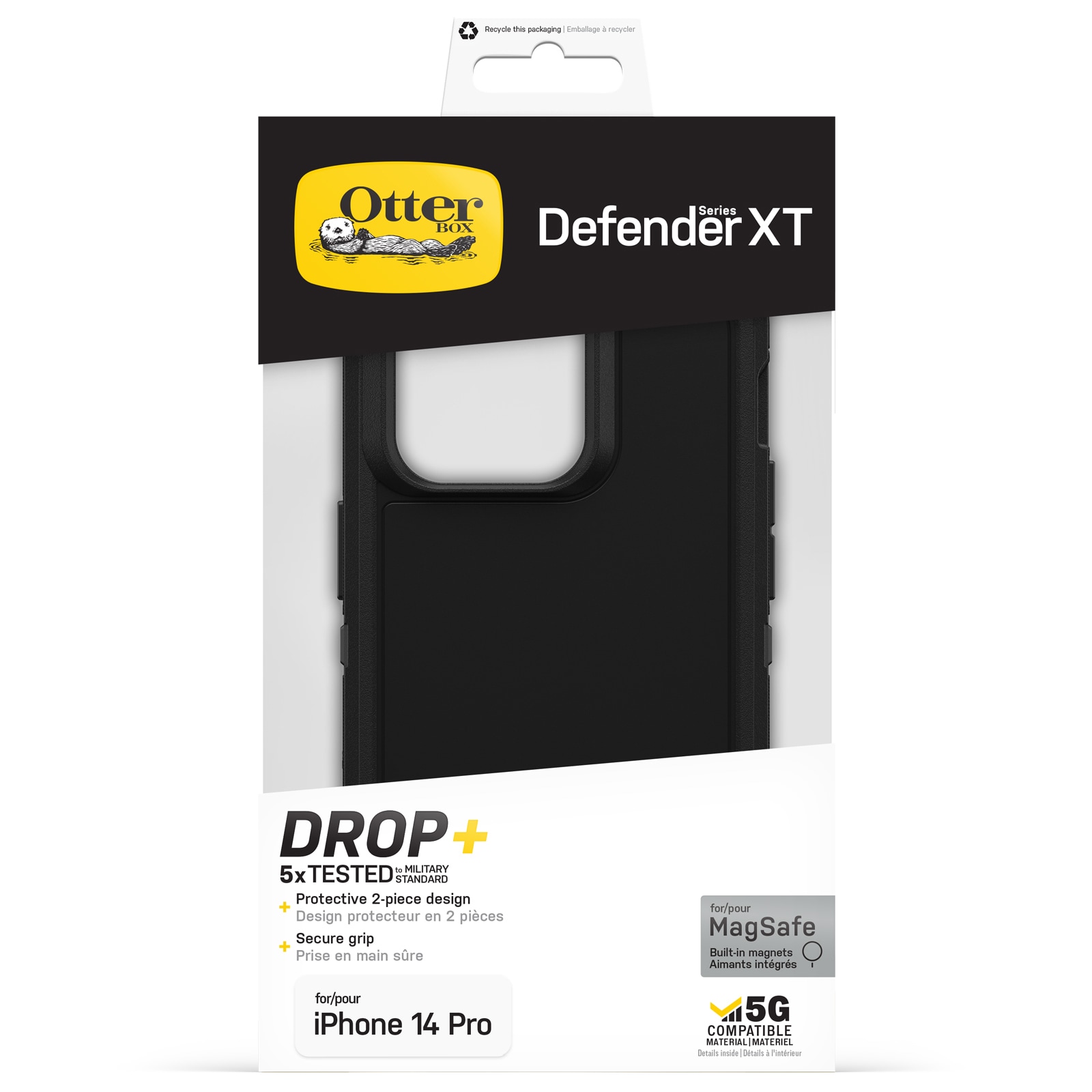 iPhone 14 Pro Defender XT Ekstremt stødafvisende MagSafe-cover, Sort