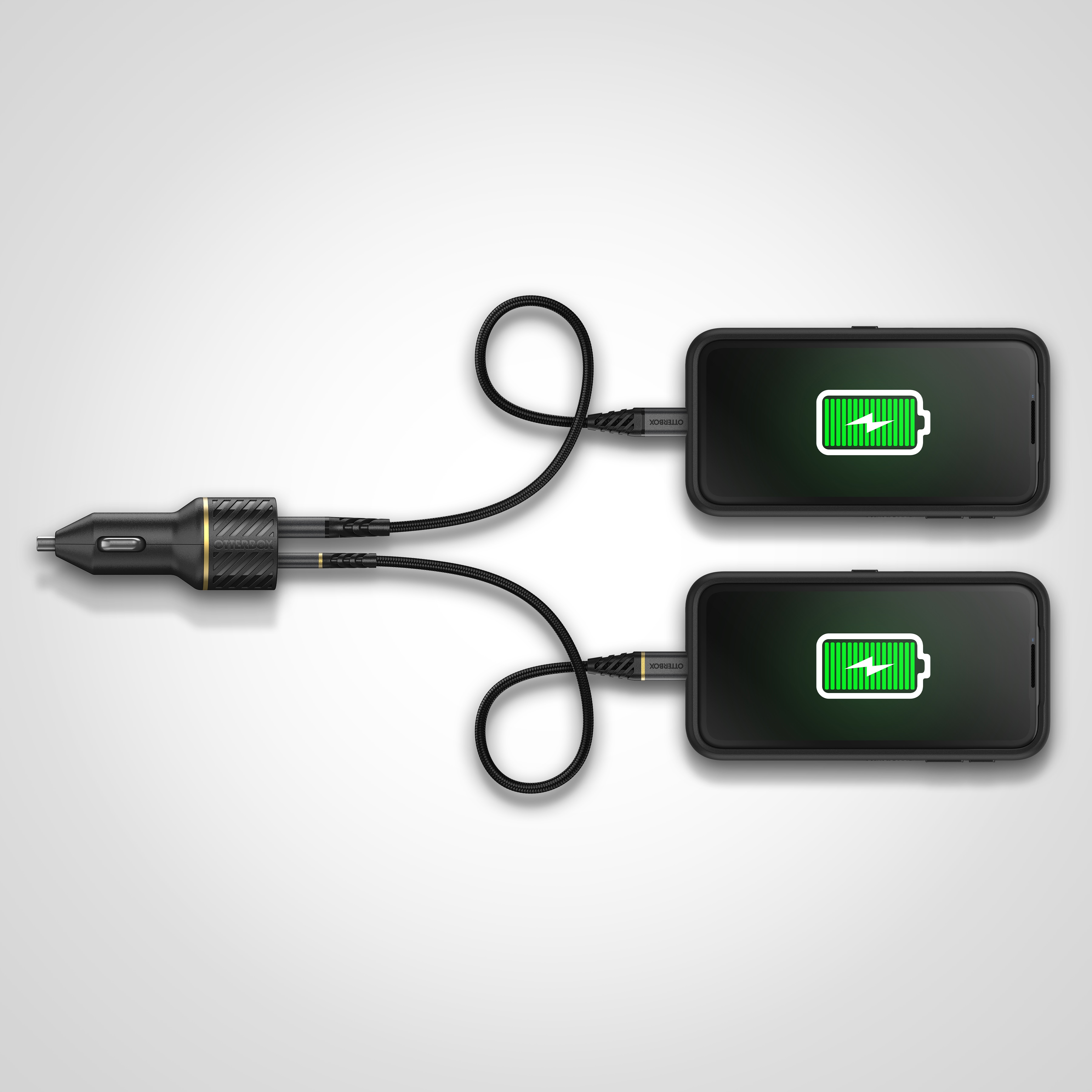 Biloplader 30W USB-C + USB-A 12 - 24 V, Sort