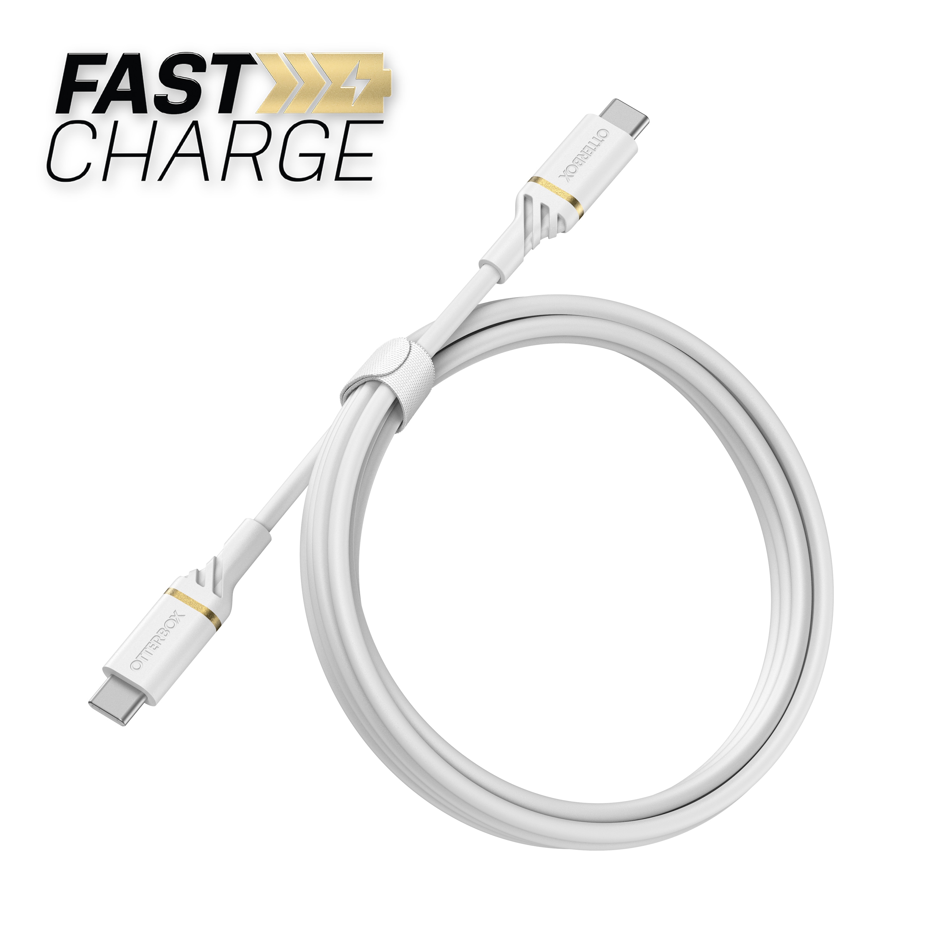 USB-C til USB-C Fast Charge kabel 1m, Hvid