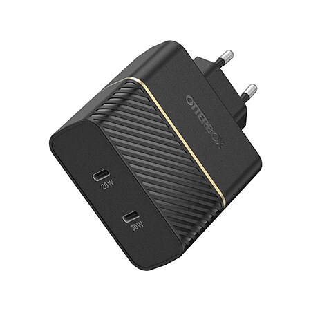 Vægoplader 2x USB-C PD 50W, Black Shimmer