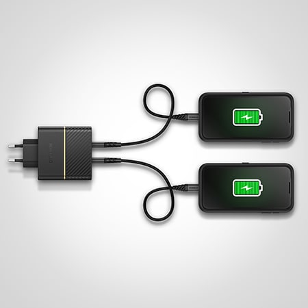 Vægoplader Premium USB-C + USB-A PD 30W, Black Shimmer