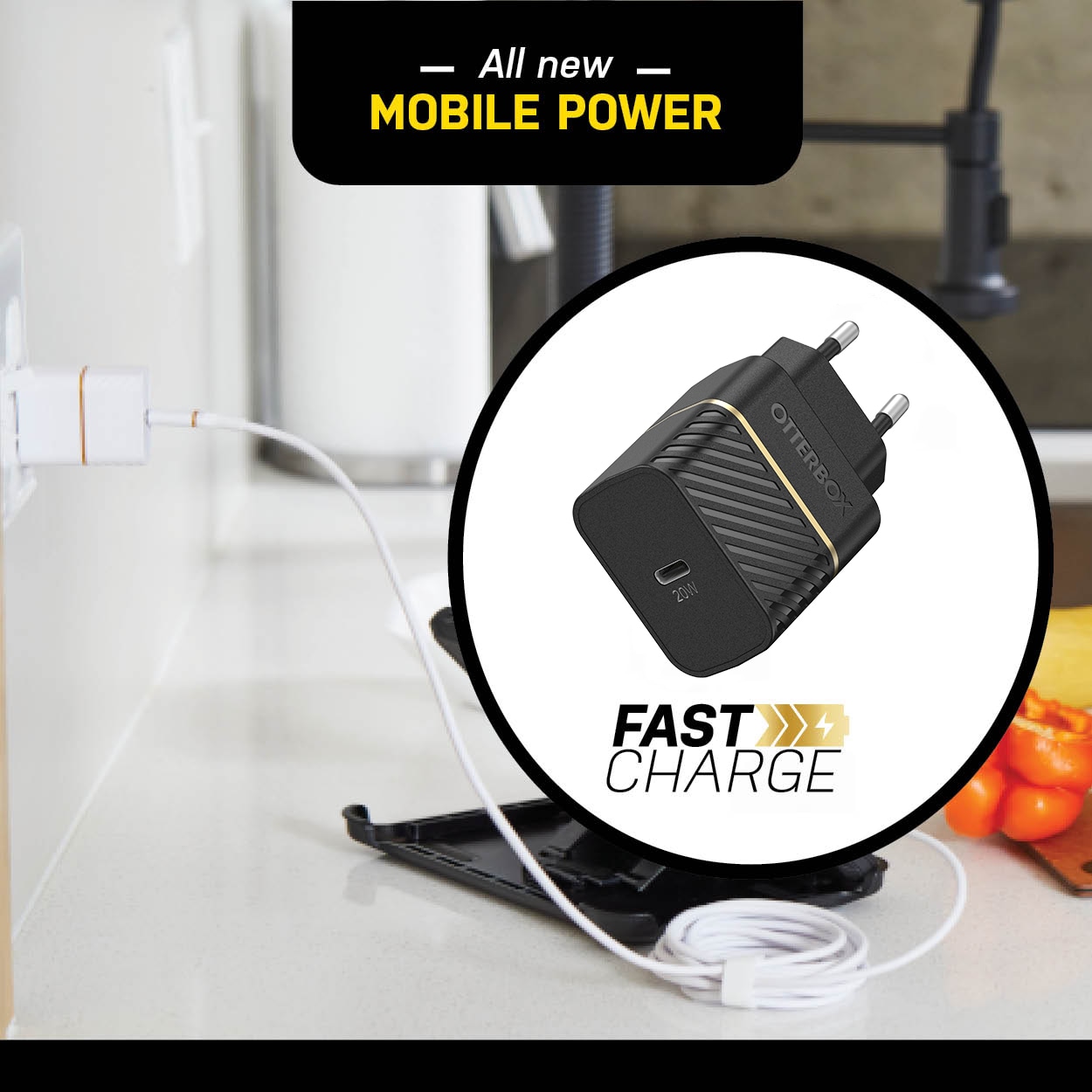 Vægoplader Premium USB-C PD 20W, Black