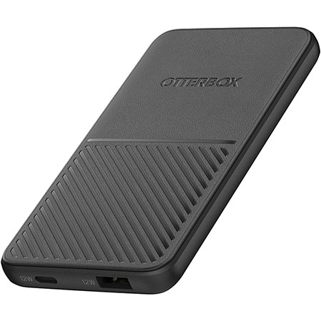Powerbank 5000 mAh USB-A + USB-C, Sort
