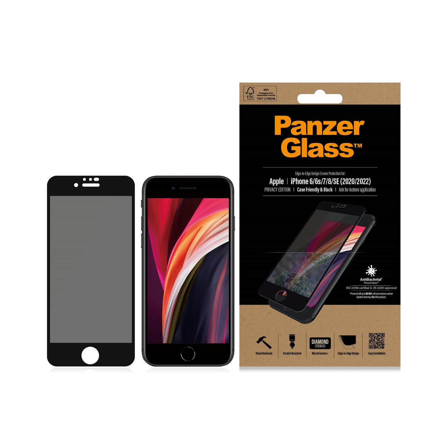 iPhone SE 2022 Privacy skærmbeskytter i hærdet glas - Edge-to-Edge