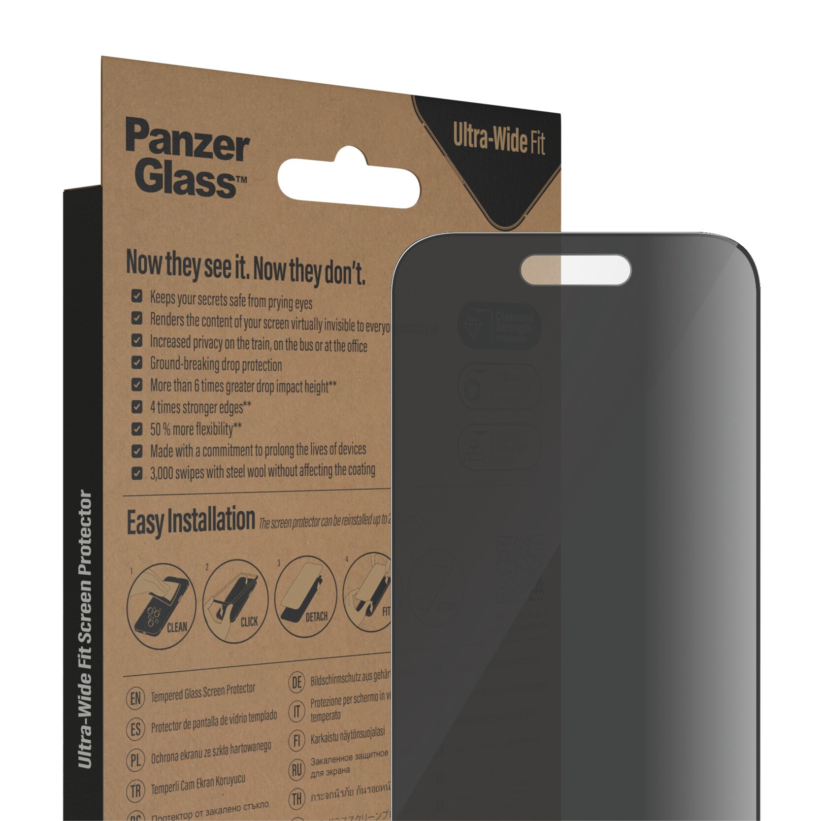 iPhone 14 Pro Privacy skærmbeskytter med installationsramme - Ultra Wide Fit