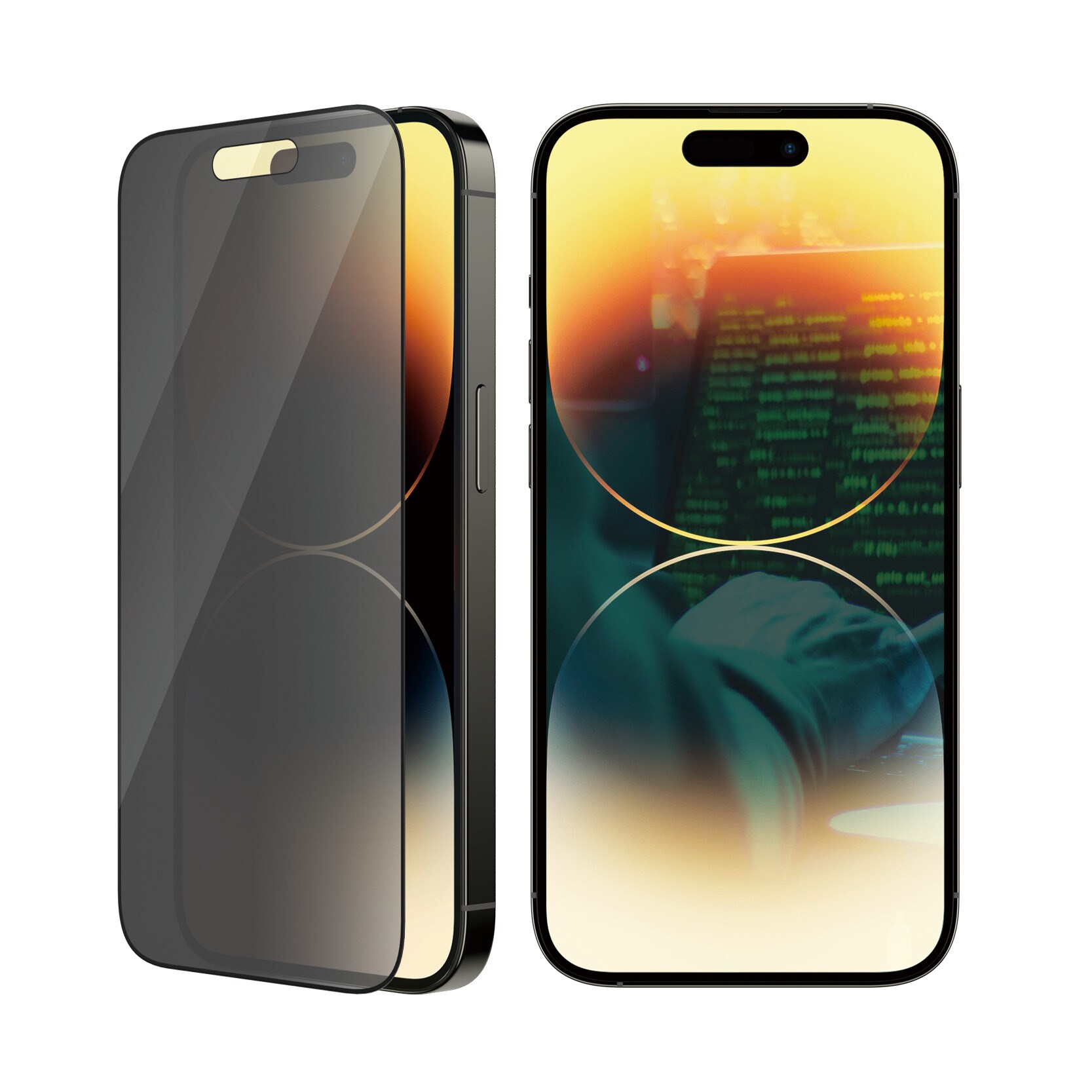 iPhone 14 Pro Privacy skærmbeskytter med installationsramme - Ultra Wide Fit