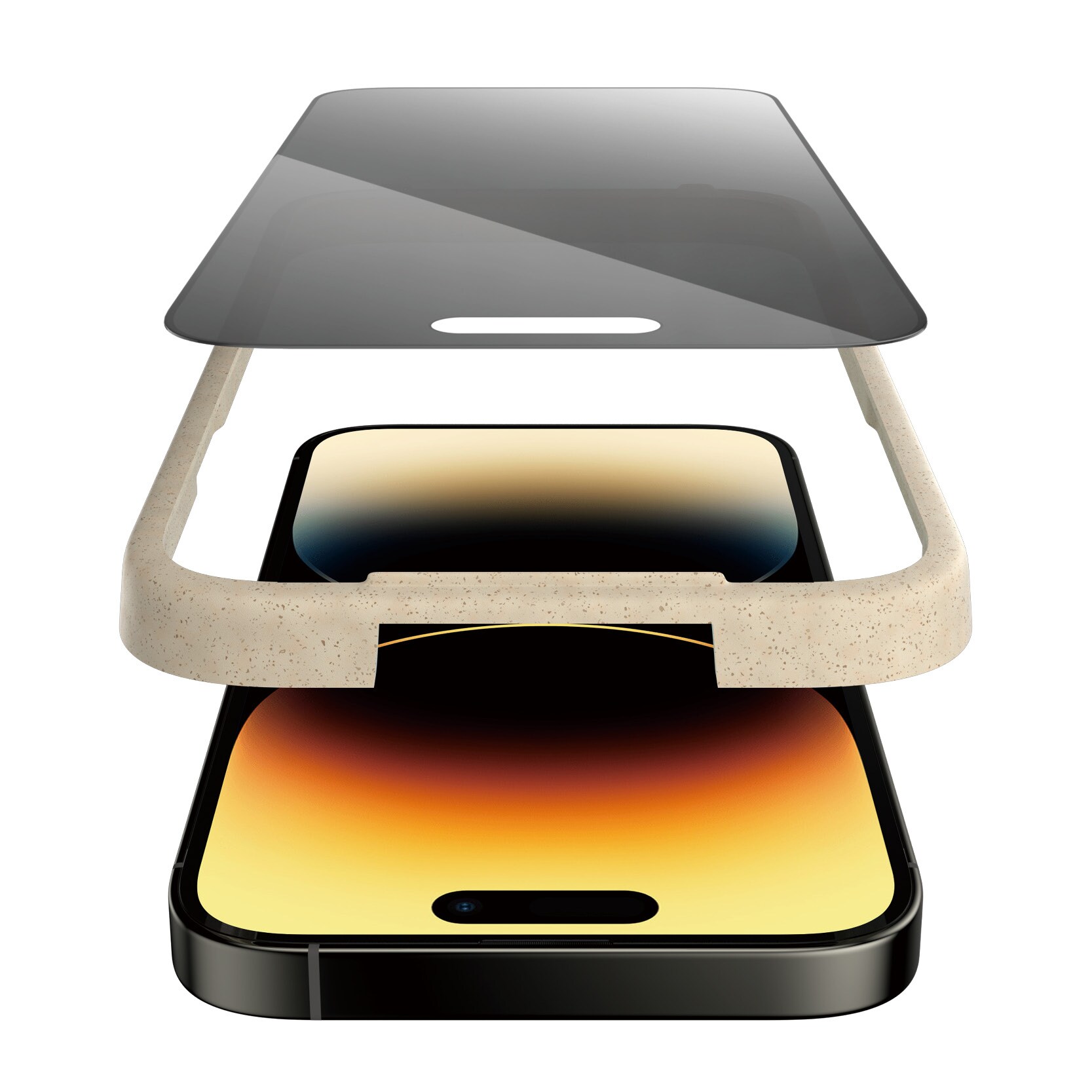 iPhone 14 Pro Privacy skærmbeskytter med installationsramme - Ultra Wide Fit