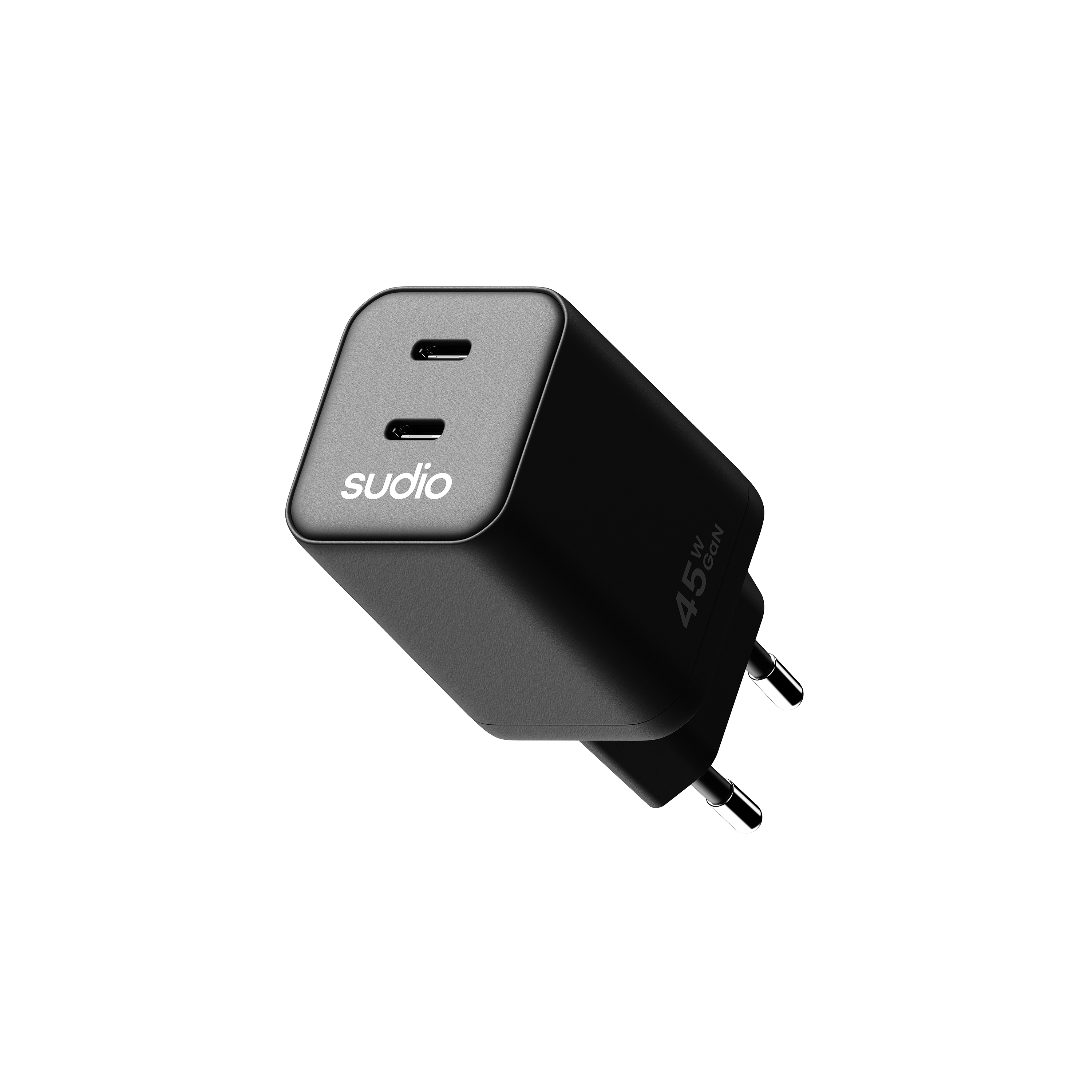 P2 2 x USB-C Vægoplader 45W, Sort
