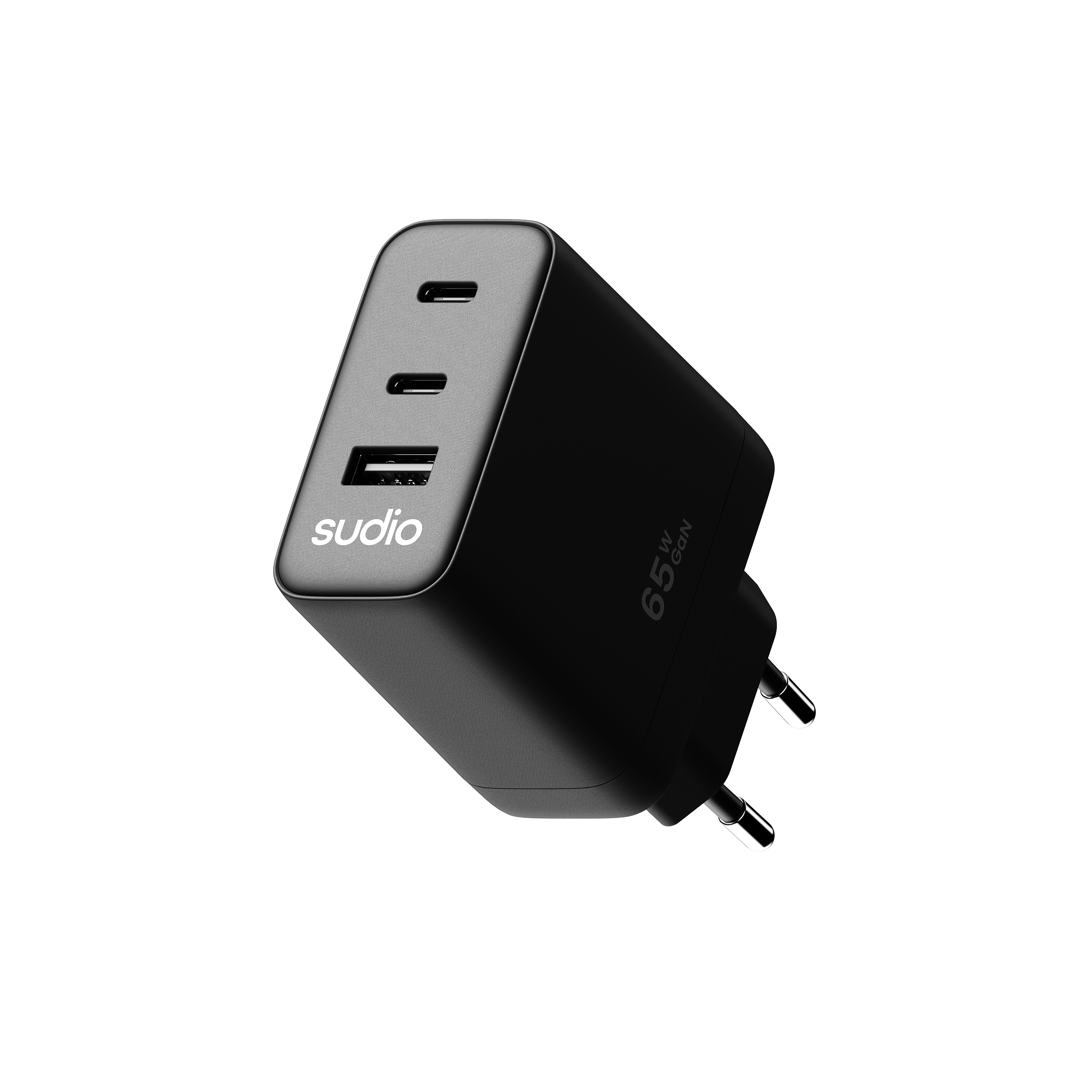 P3 2 x USB-C + USB-A Vægoplader 65W, Sort