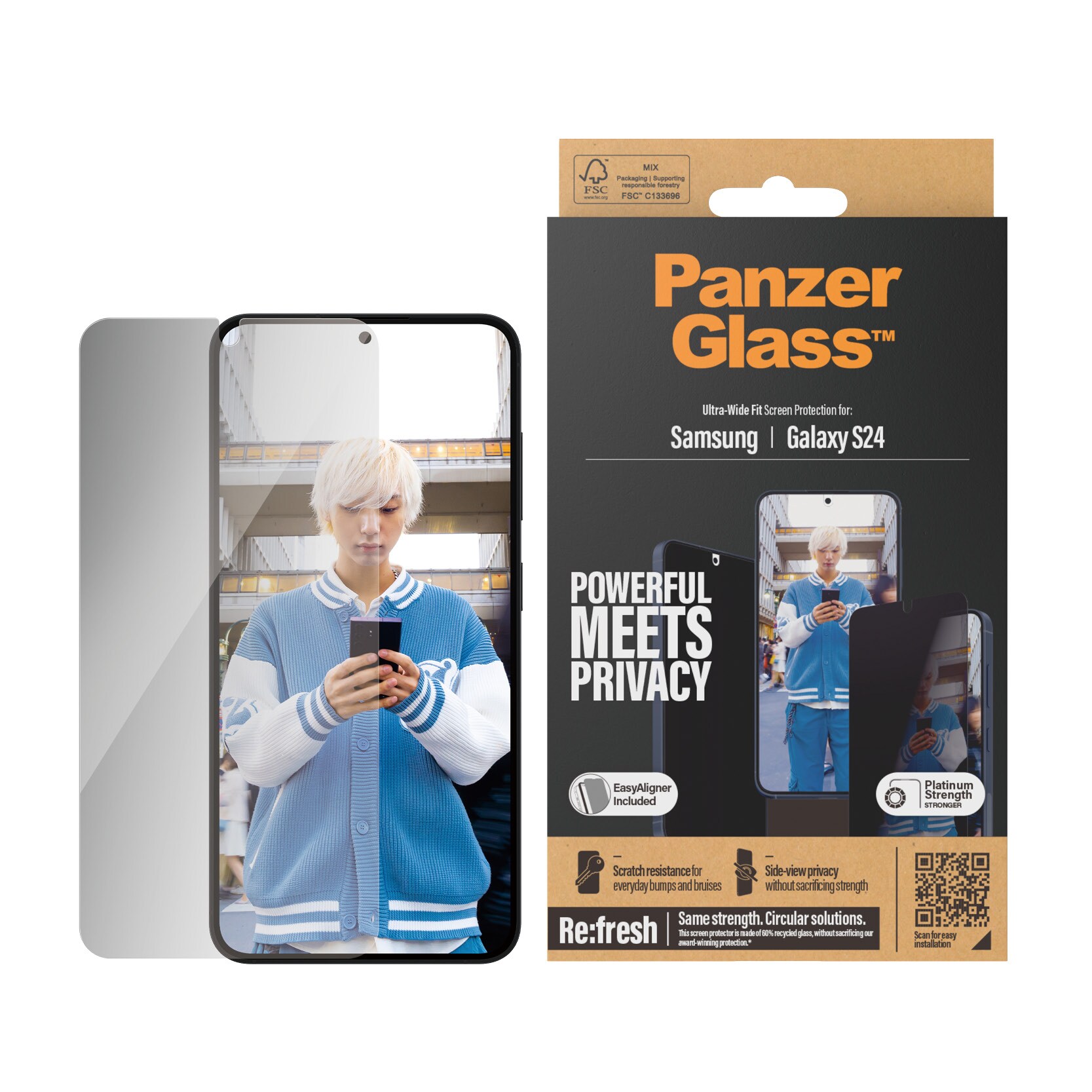 Samsung Galaxy S24 Privacy skærmbeskytter med installationsramme - Ultra Wide Fit