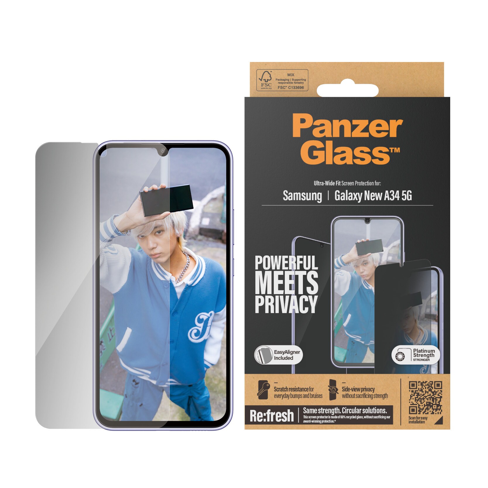 Samsung Galaxy A35 Privacy skærmbeskytter med installationsramme - Ultra Wide Fit
