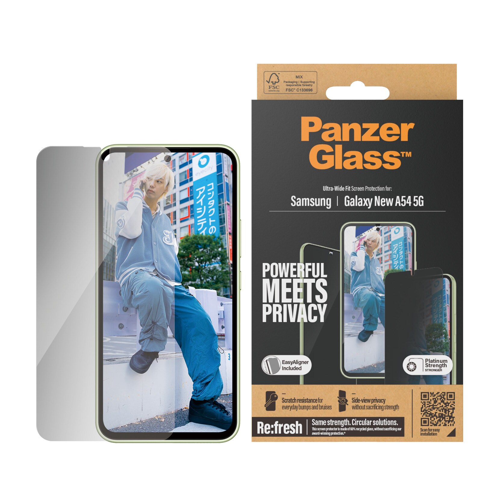 Samsung Galaxy A55 Privacy skærmbeskytter med installationsramme - Ultra Wide Fit