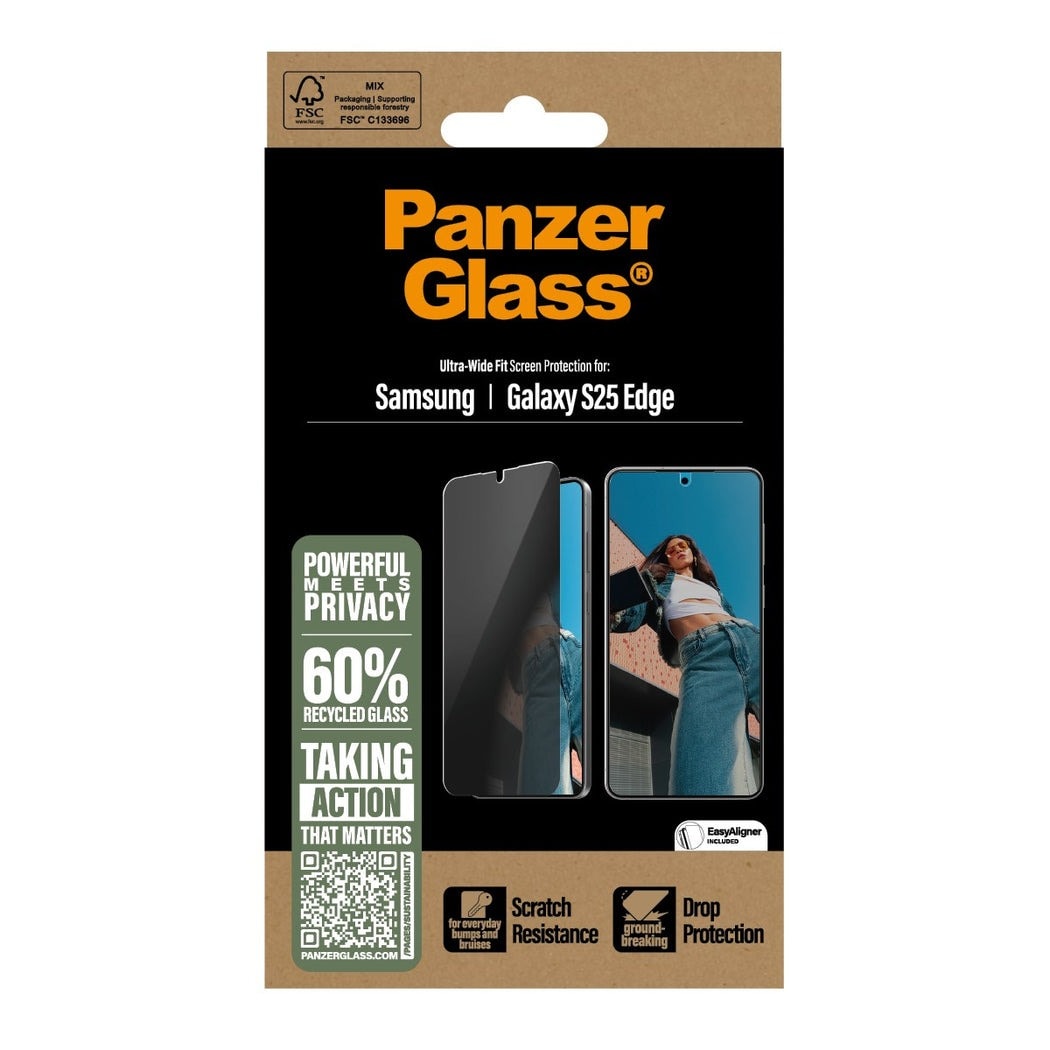 Samsung Galaxy S25 Edge Privacy skærmbeskytter med installationsramme - Ultra Wide Fit