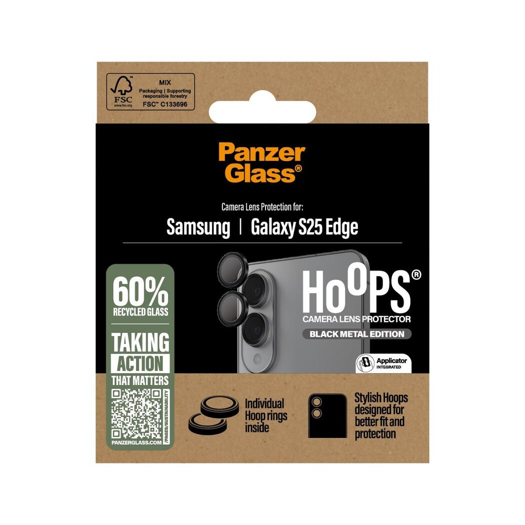 Samsung Galaxy S25 Edge Hoops linsebeskyttelse med aluminiumramme, Sort