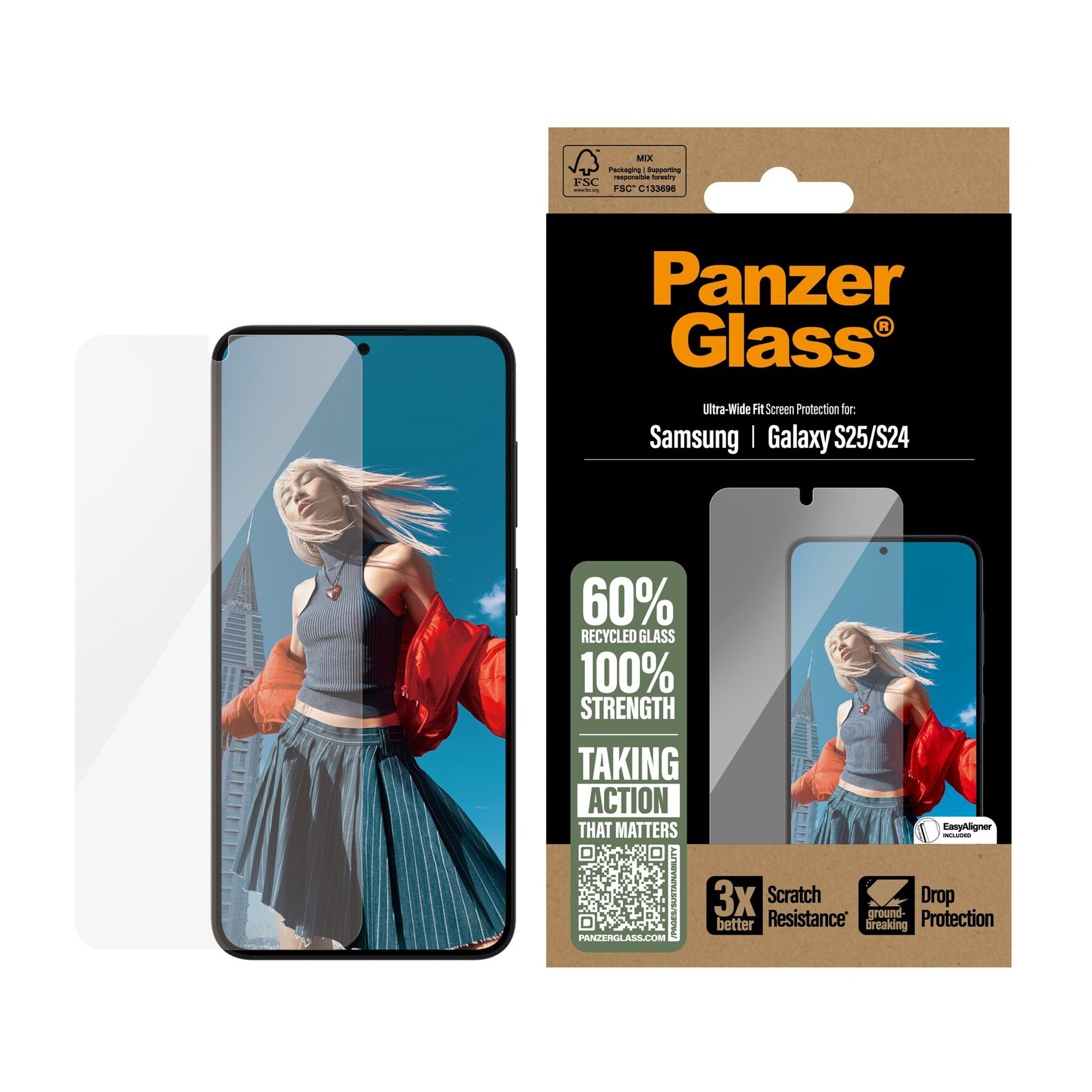 Samsung Galaxy S25 Skærmbeskytter med monteringsramme - Ultra Wide Fit