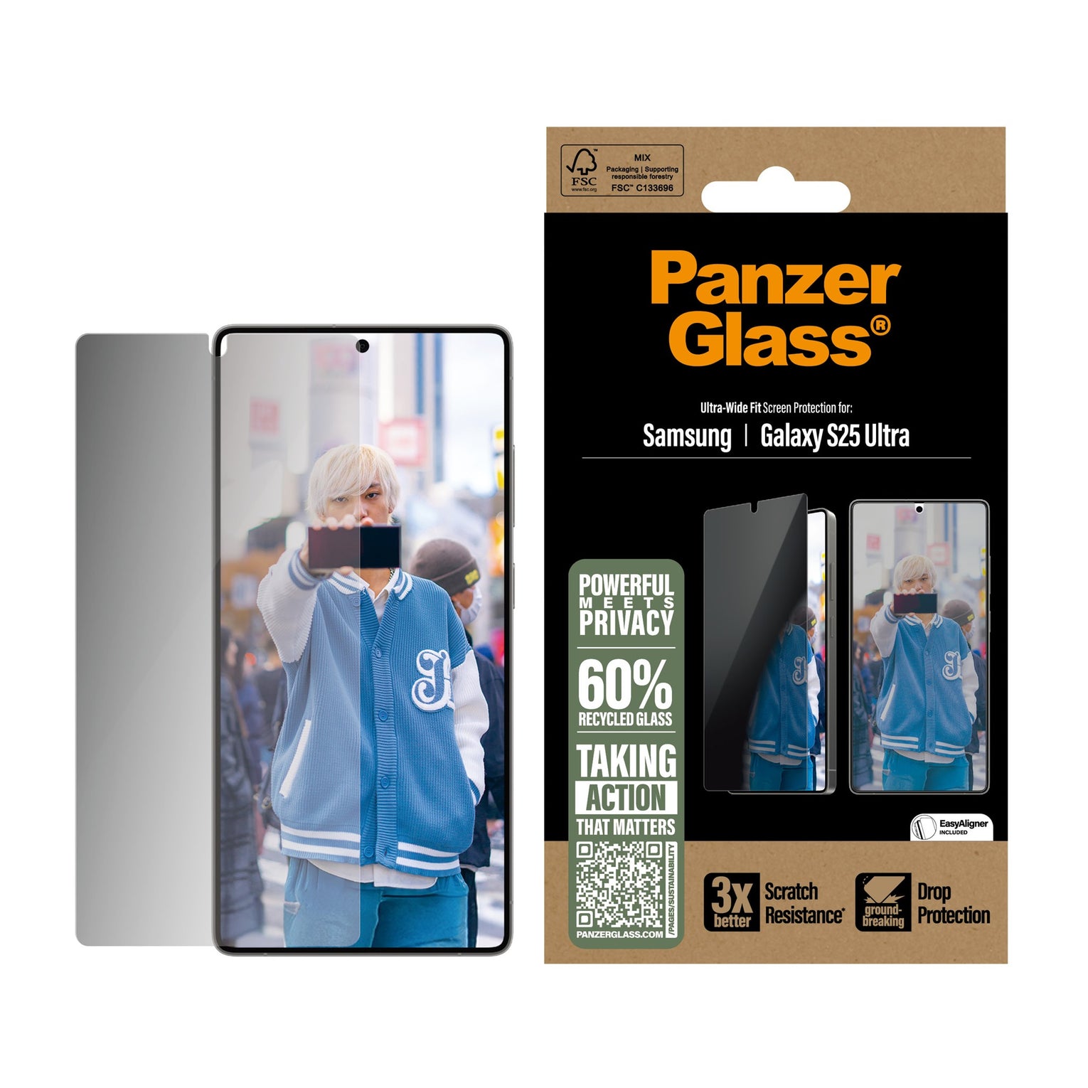 Samsung Galaxy S25 Ultra Privacy skærmbeskytter med installationsramme - Ultra Wide Fit