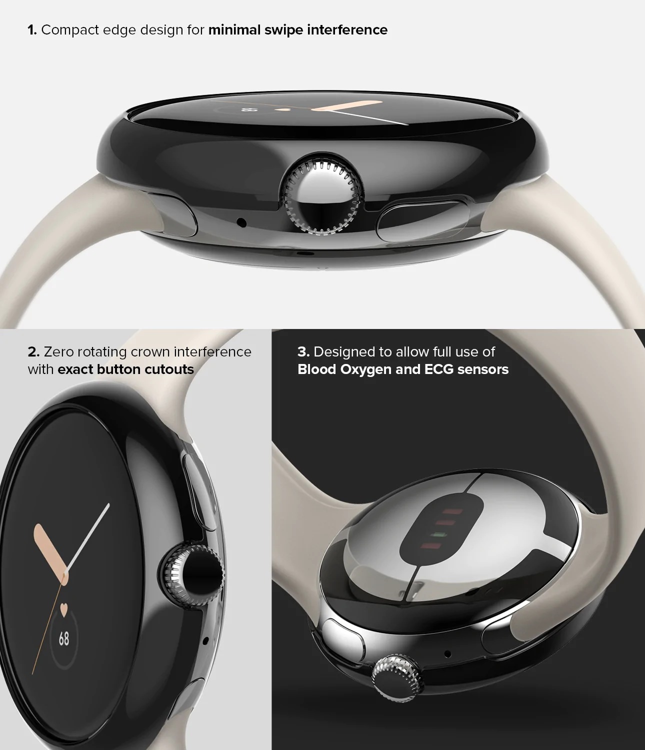 Google Pixel Watch Beskyttelsesring - Bezel Styling Sort