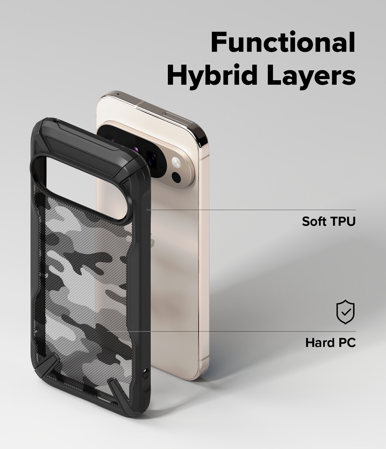 Google Pixel 10 Fusion X Cover, Camo Black