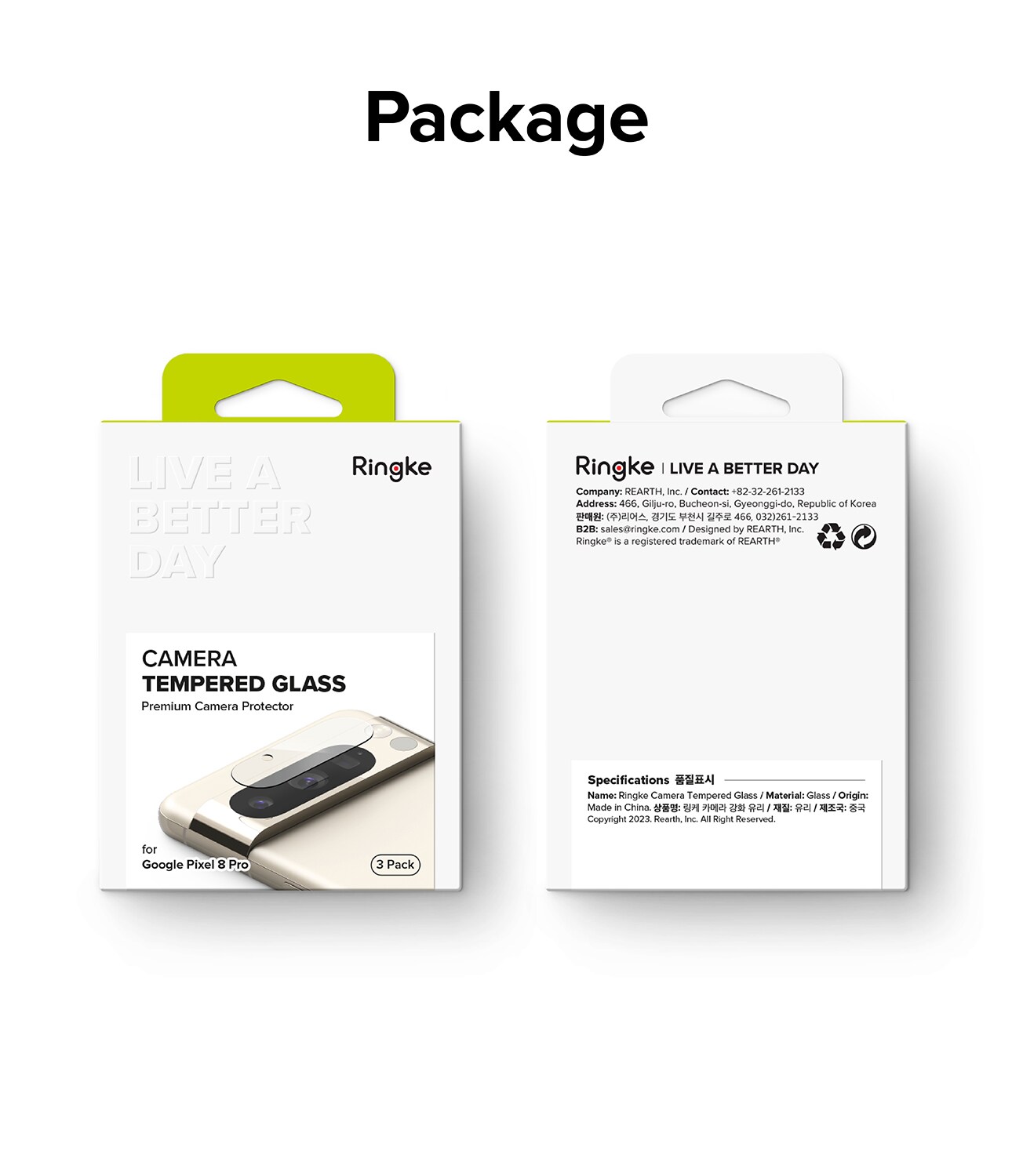 Google Pixel 8 Pro Kamerabeskyttelse i glas (3-pak)