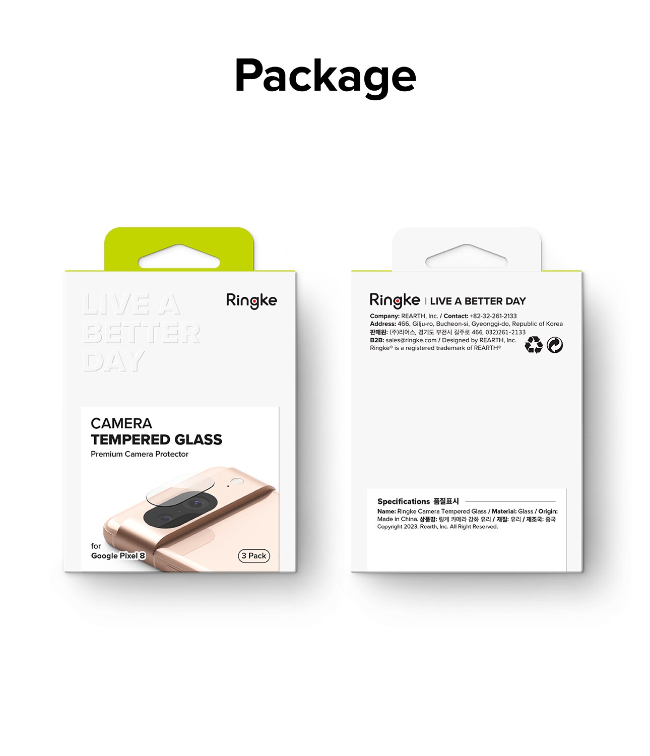 Google Pixel 8 Kamerabeskyttelse i glas (3-pak)