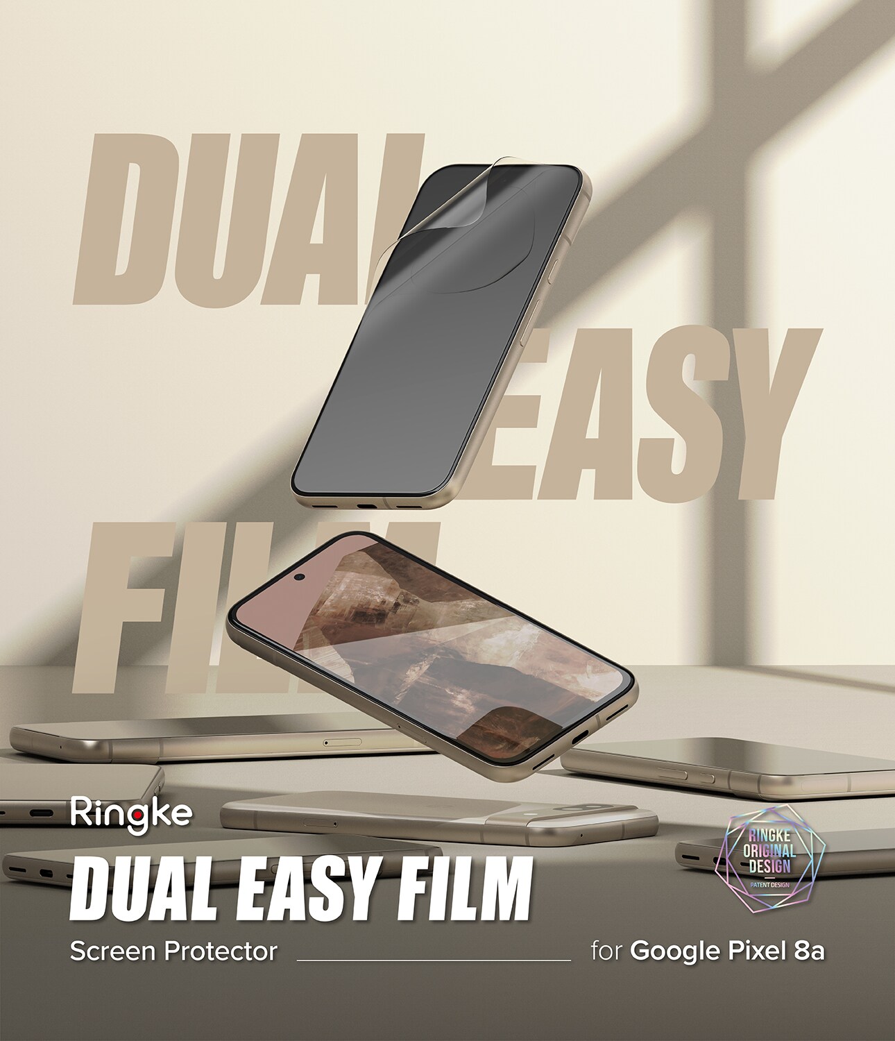Google Pixel 8a Skærmbeskytter beskyttelsesfilm - Dual Easy (2-pak)