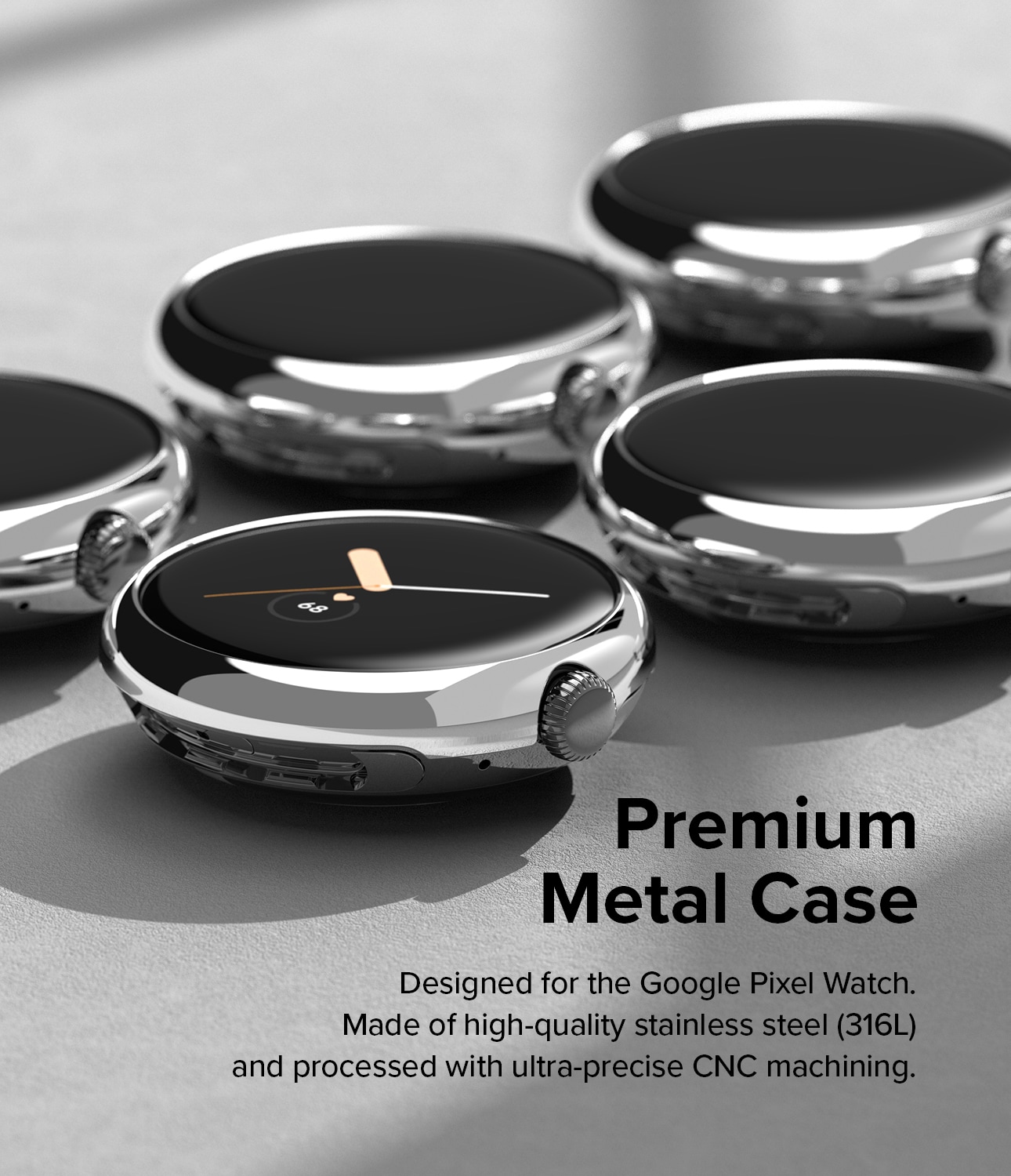 Google Pixel Watch 2 Beskyttelsesring - Bezel Styling Sølv