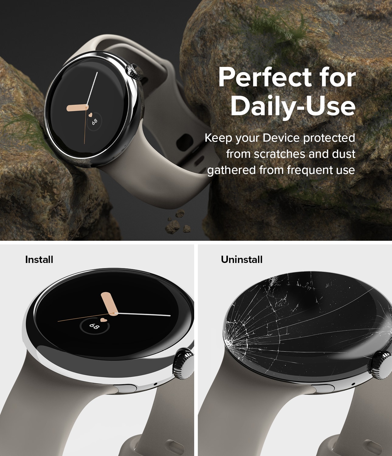 Google Pixel Watch 2 Beskyttelsesring - Bezel Styling Sølv