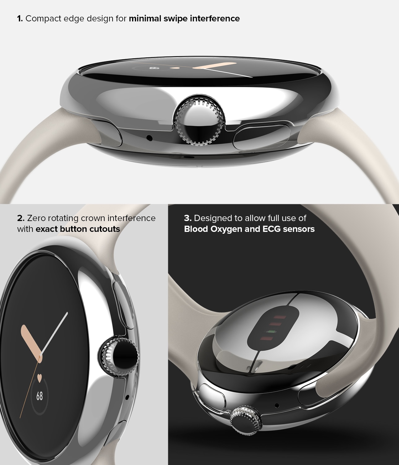 Google Pixel Watch 2 Beskyttelsesring - Bezel Styling Sølv
