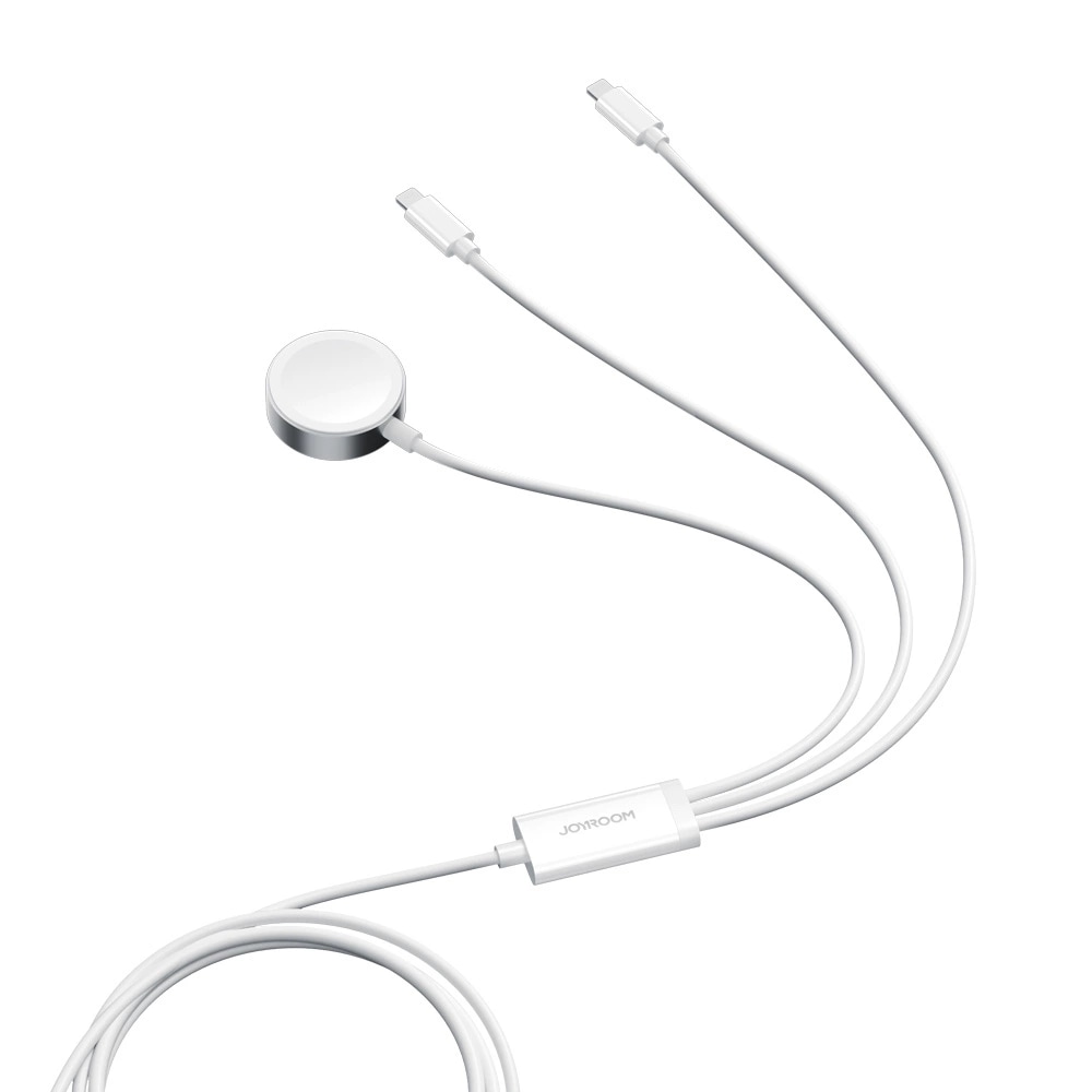 3-i-1 opladningskabel - USB-A til Lightning & Apple Watch oplader, Hvid