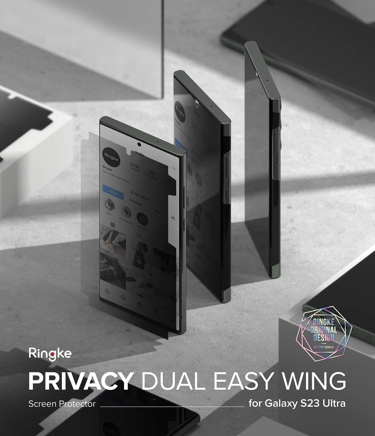 Samsung Galaxy S23 Ultra Anti-spy skærmbeskytter beskyttelsesfilm - Dual Easy Wing