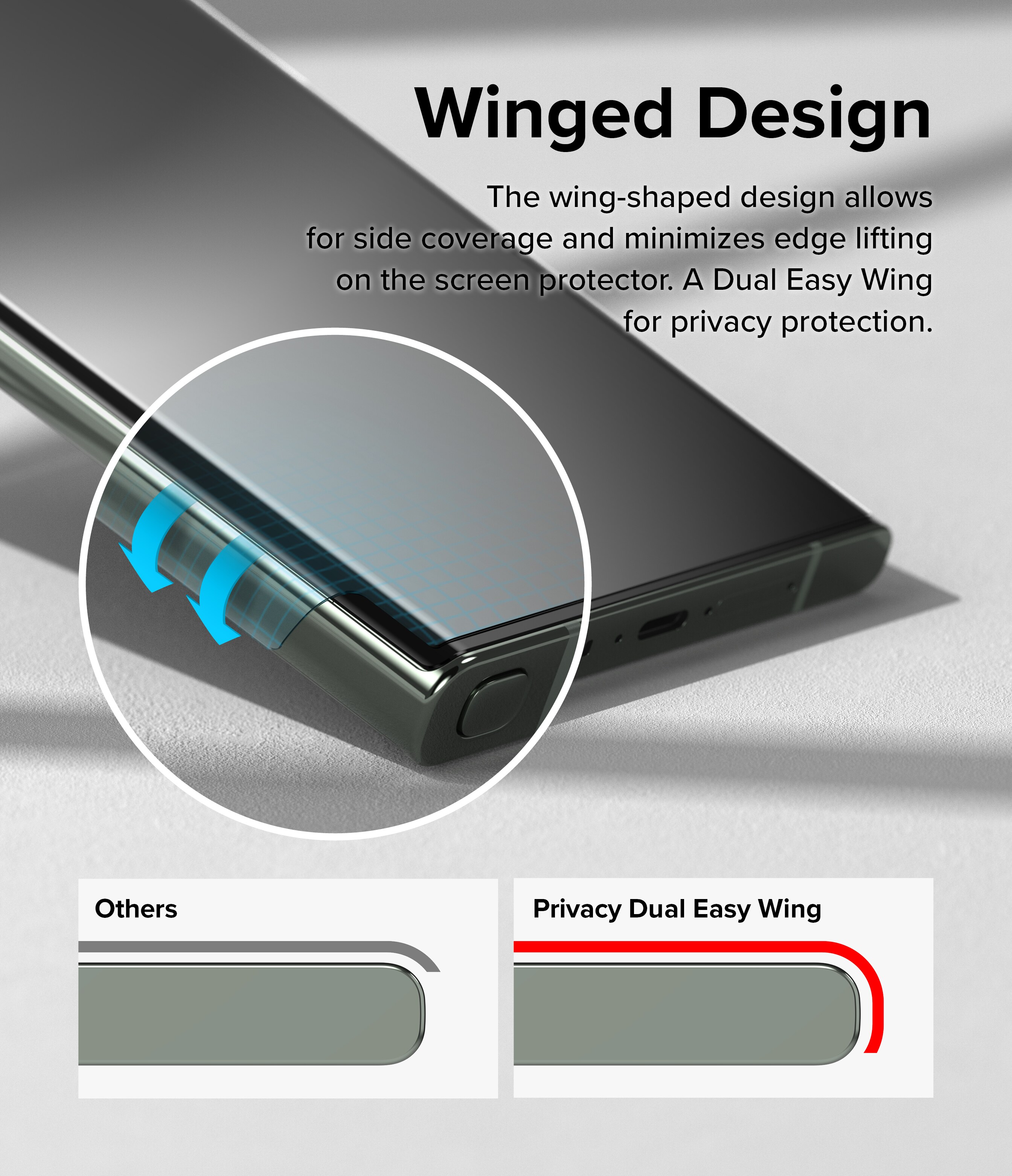 Samsung Galaxy S23 Ultra Anti-spy skærmbeskytter beskyttelsesfilm - Dual Easy Wing